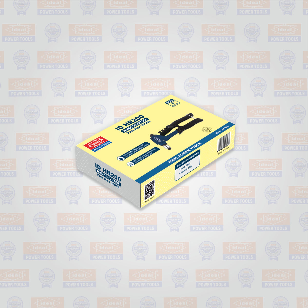Box of hand riveter on a branded background