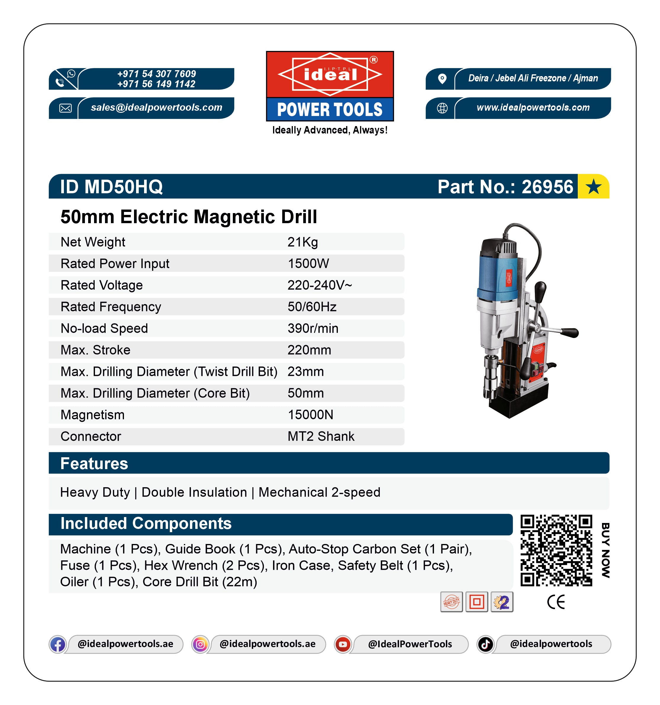 ID MD50HQ ELECTRIC MAGNETIC CORE DRILL MACHINE