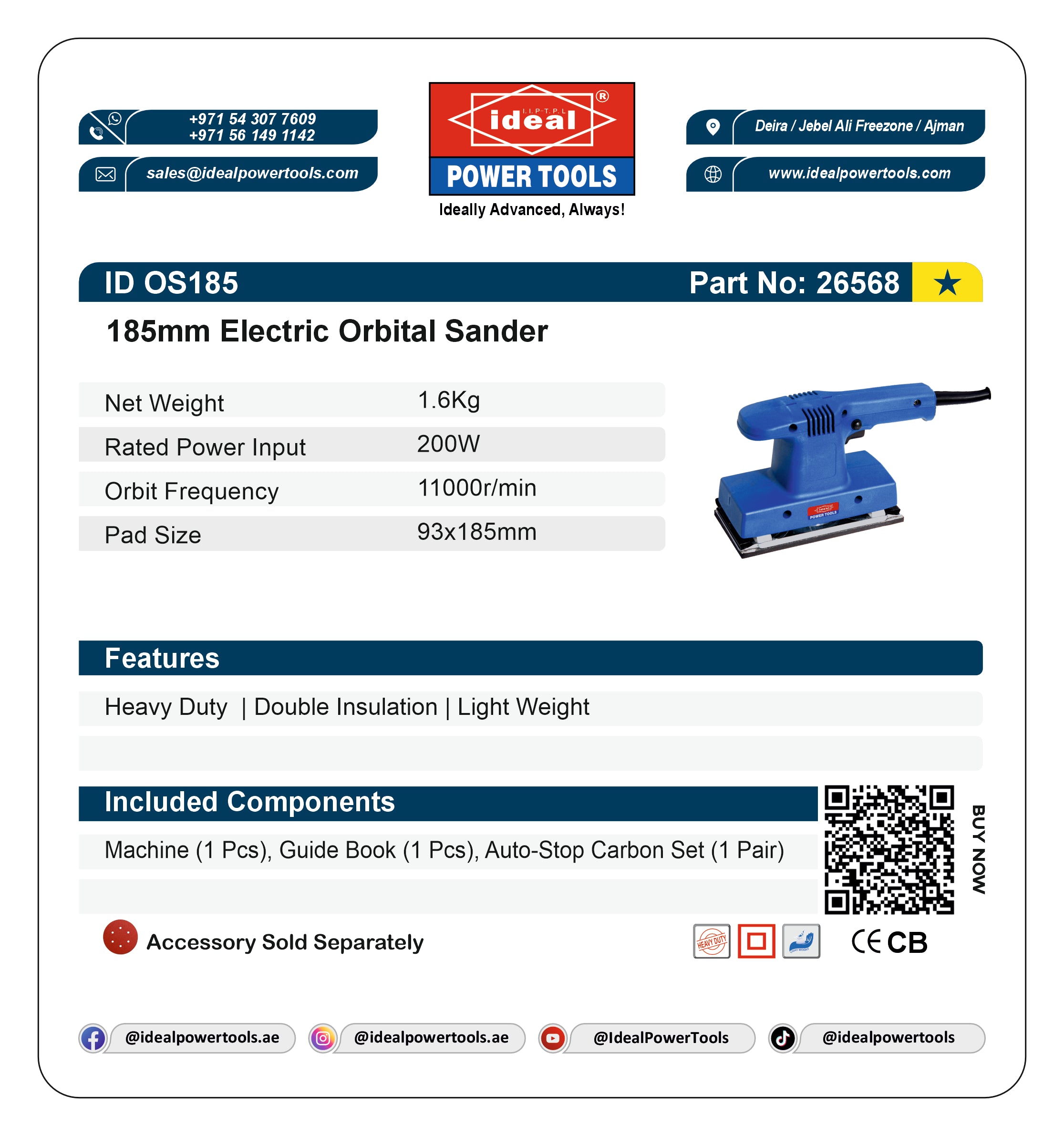 ID OS185 ELECTRIC ORBITAL SANDER MACHINE