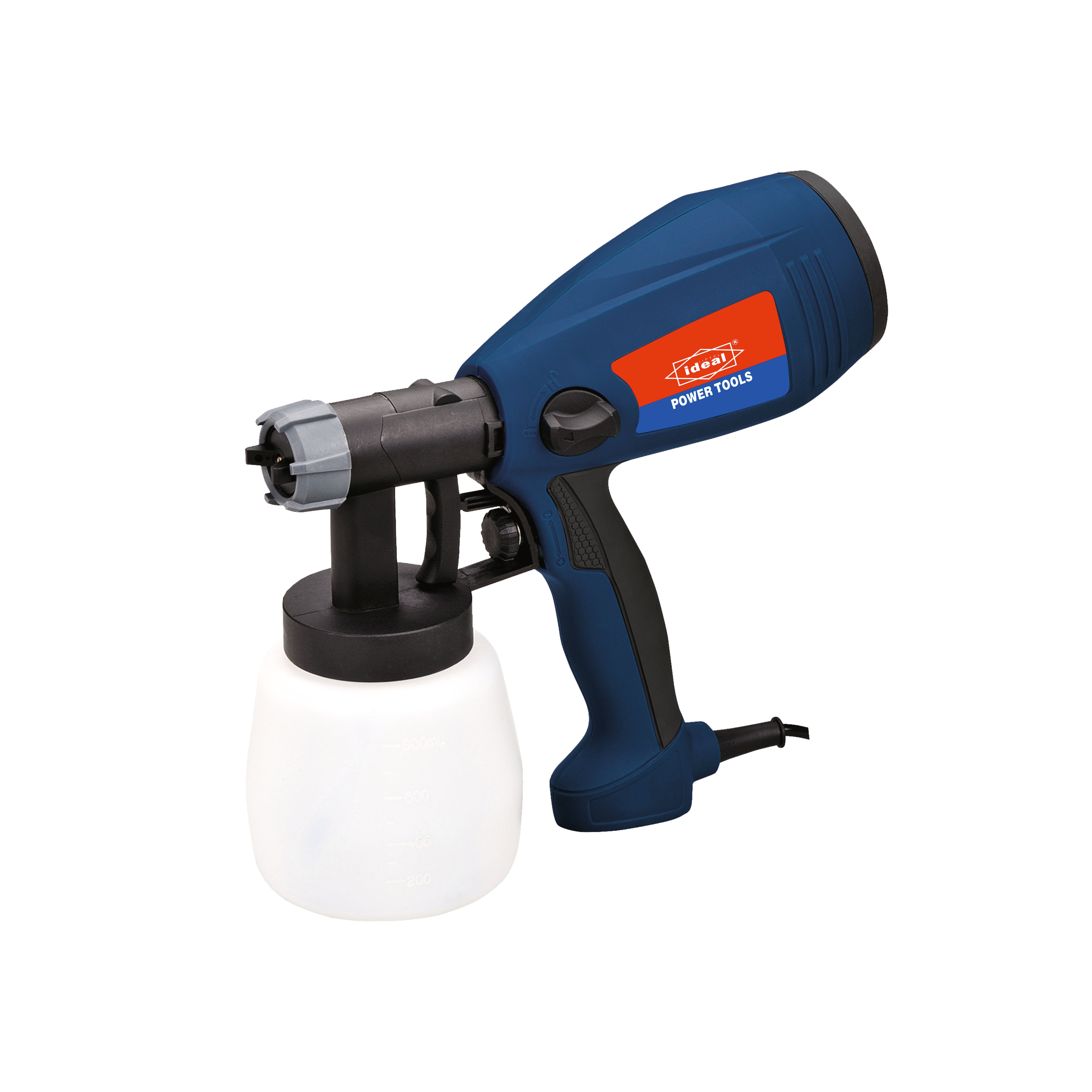 Blue spray gun (ID SG400E) with a visible ideal power tools brand logo on a white background