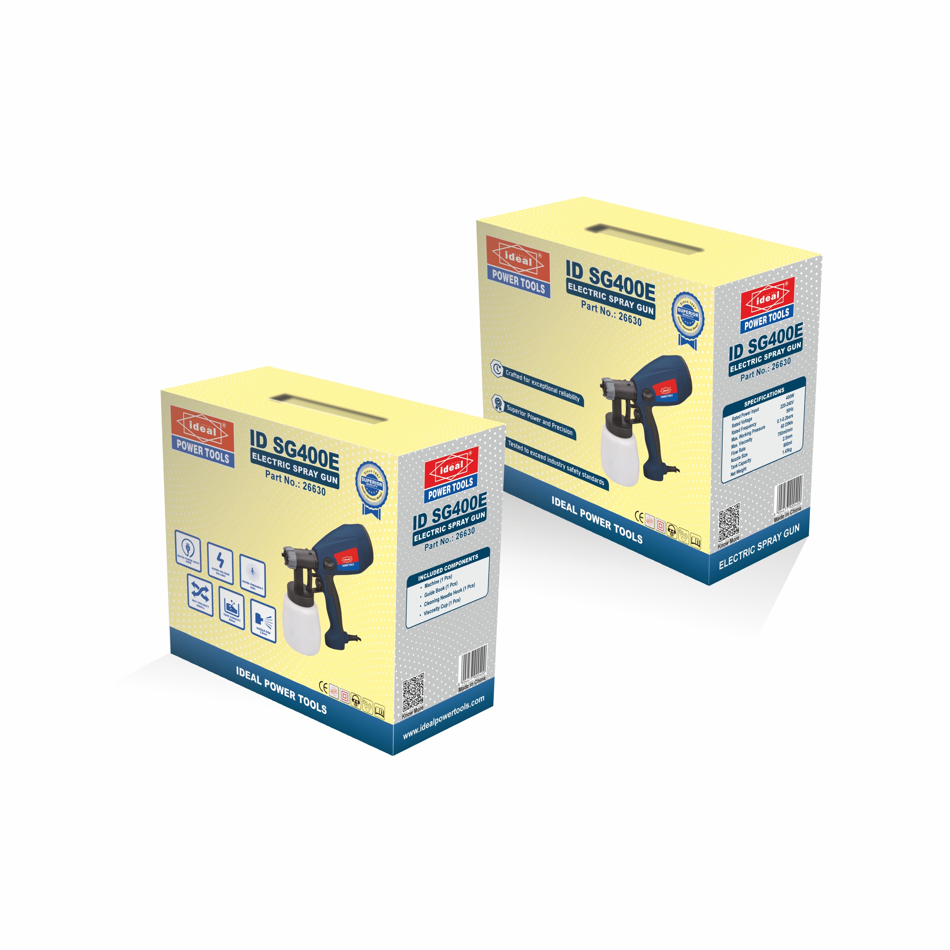 Two boxes of Ideal Power Tools ID SG400E paint sprayer on a white background