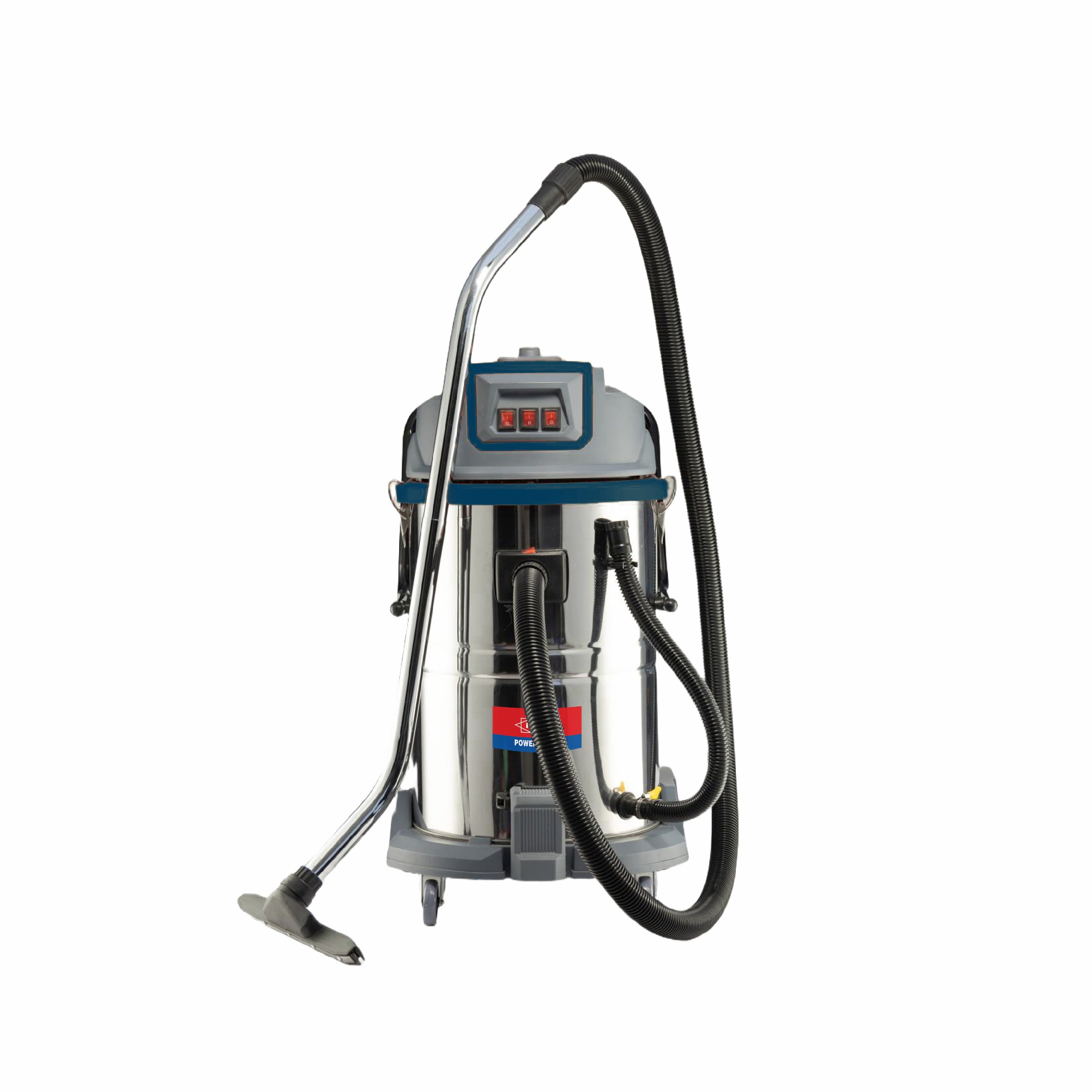 Commercial vacuum cleaner with hose on a white background