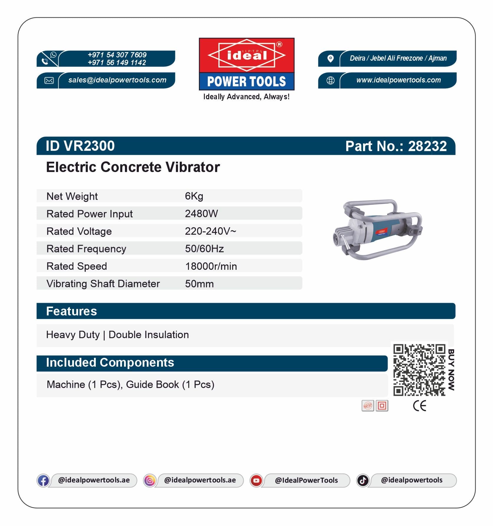 ID VR2300 ELECTRIC CONCRETE VIBRATOR MACHINE