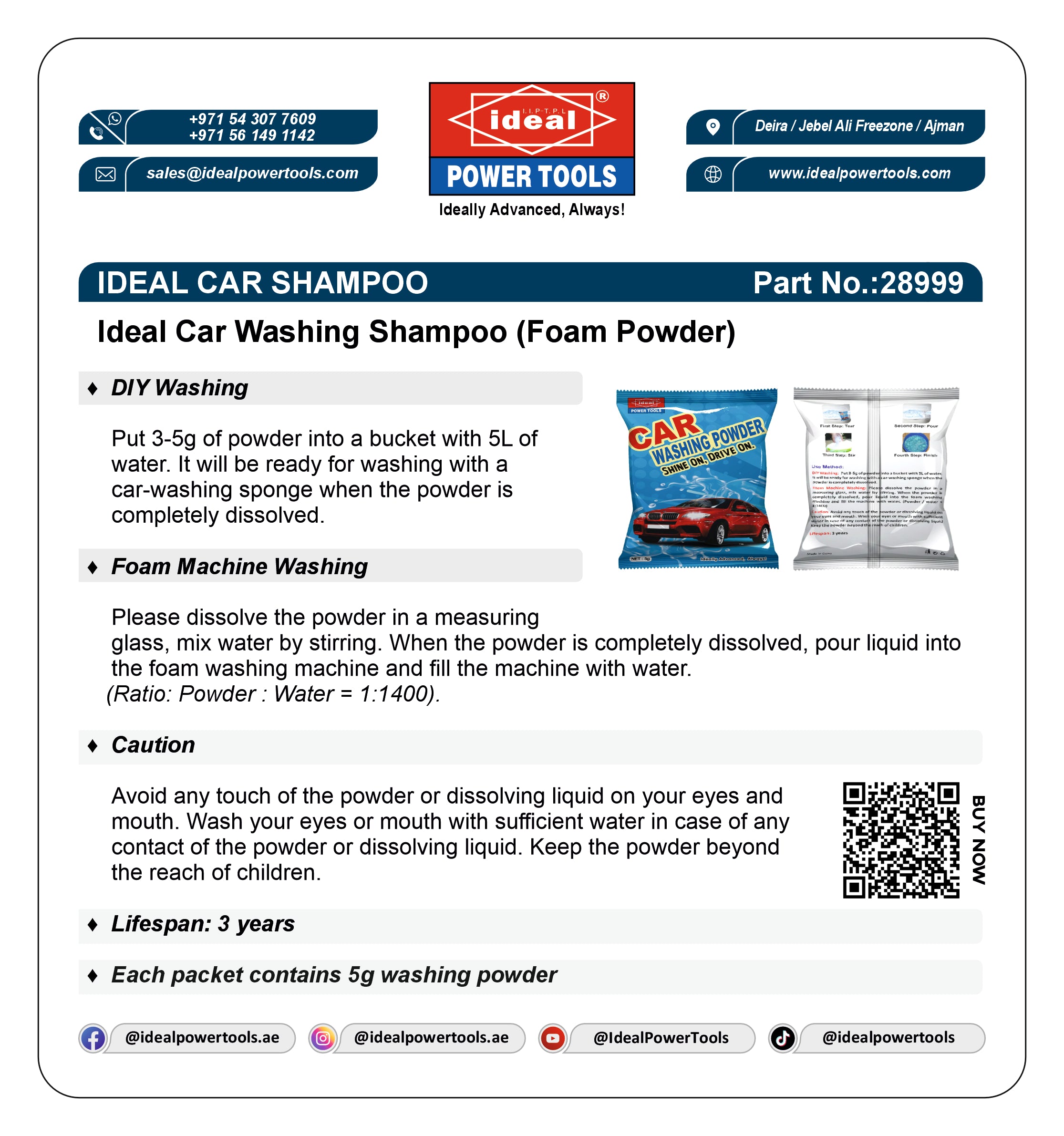 CAR WASHING SHAMPOO (FOAM POWDER) PRESSURE WASHER ACCESSORY