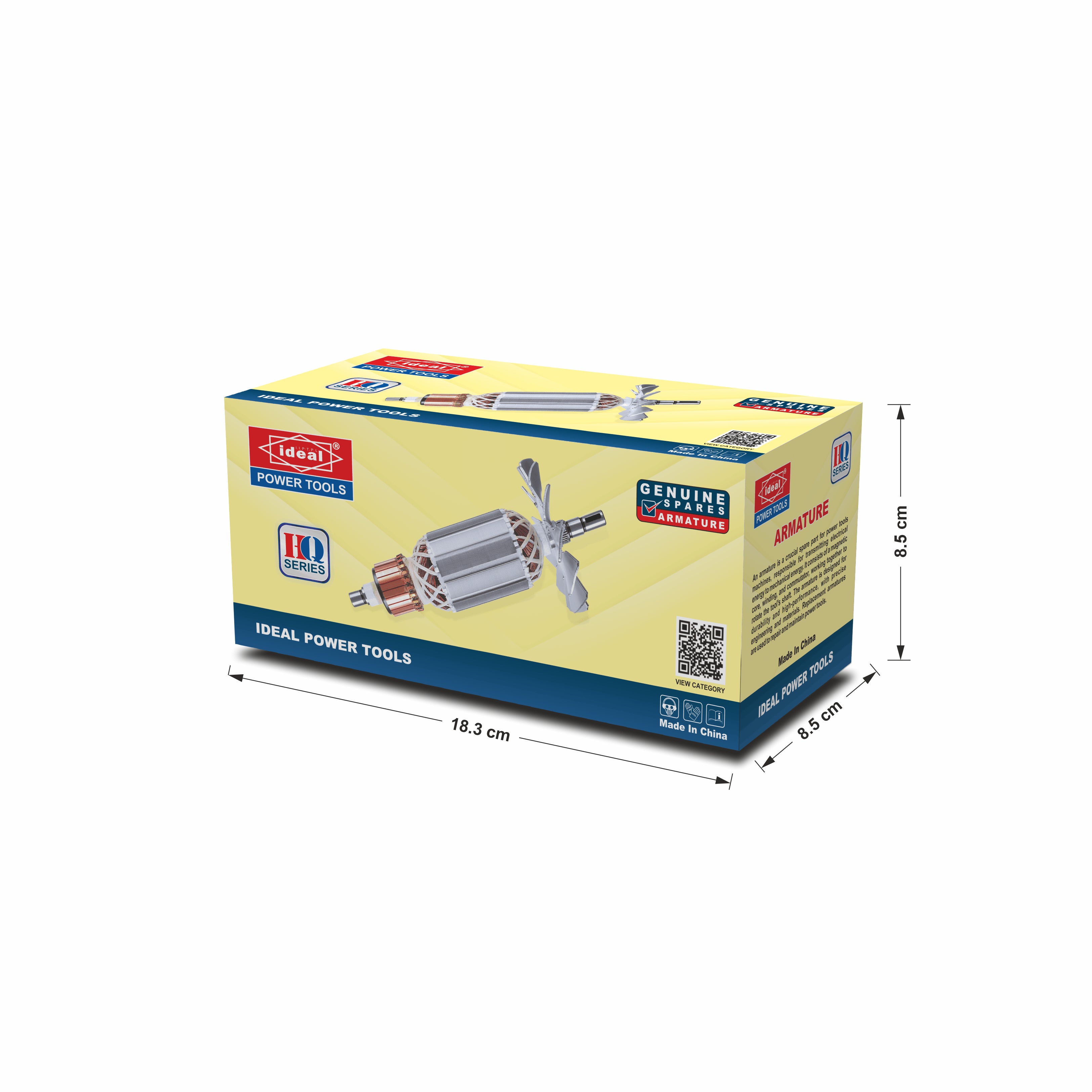Box of armature for compatible Makita circular saw with dimensions indicated