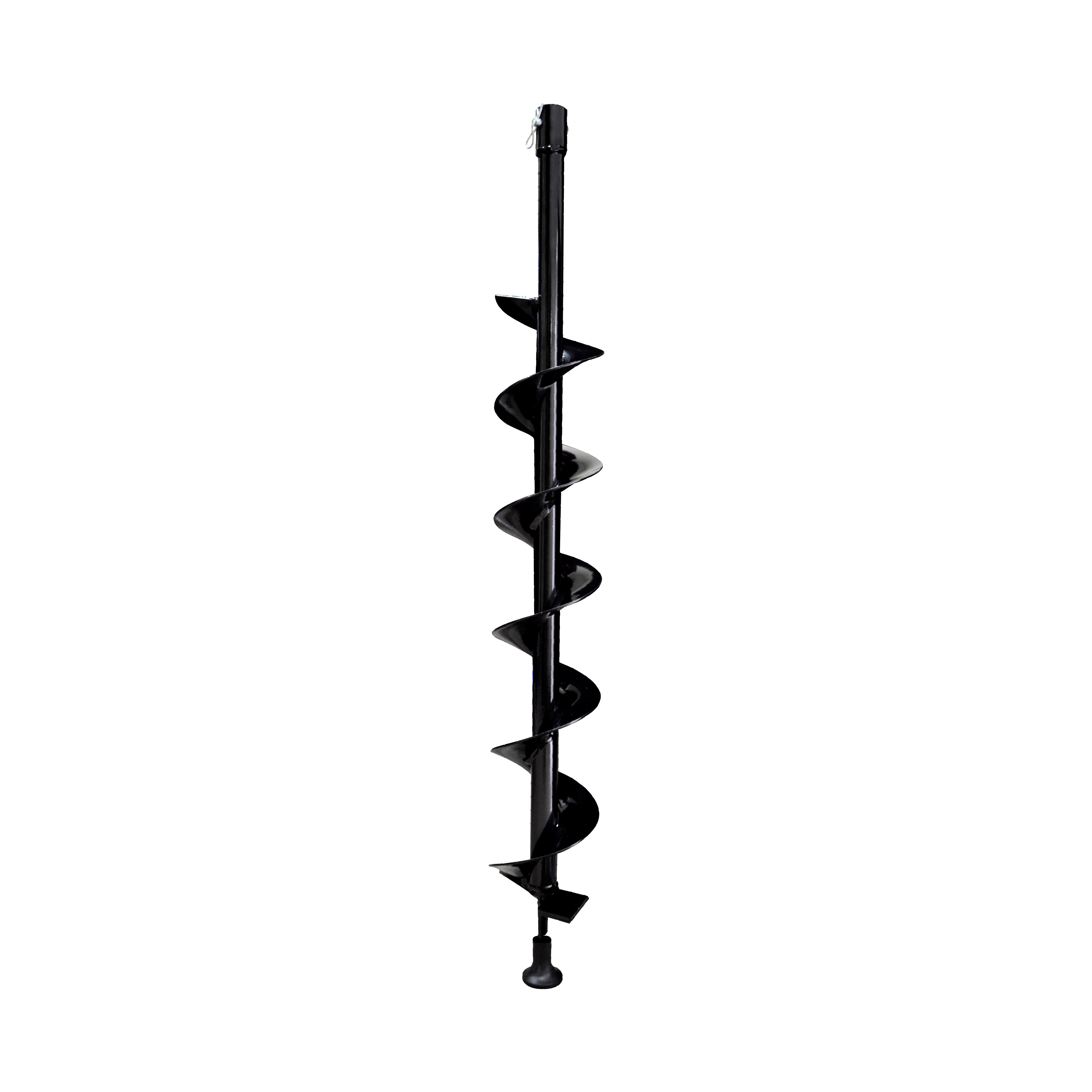 Black auger drill bit on a white background