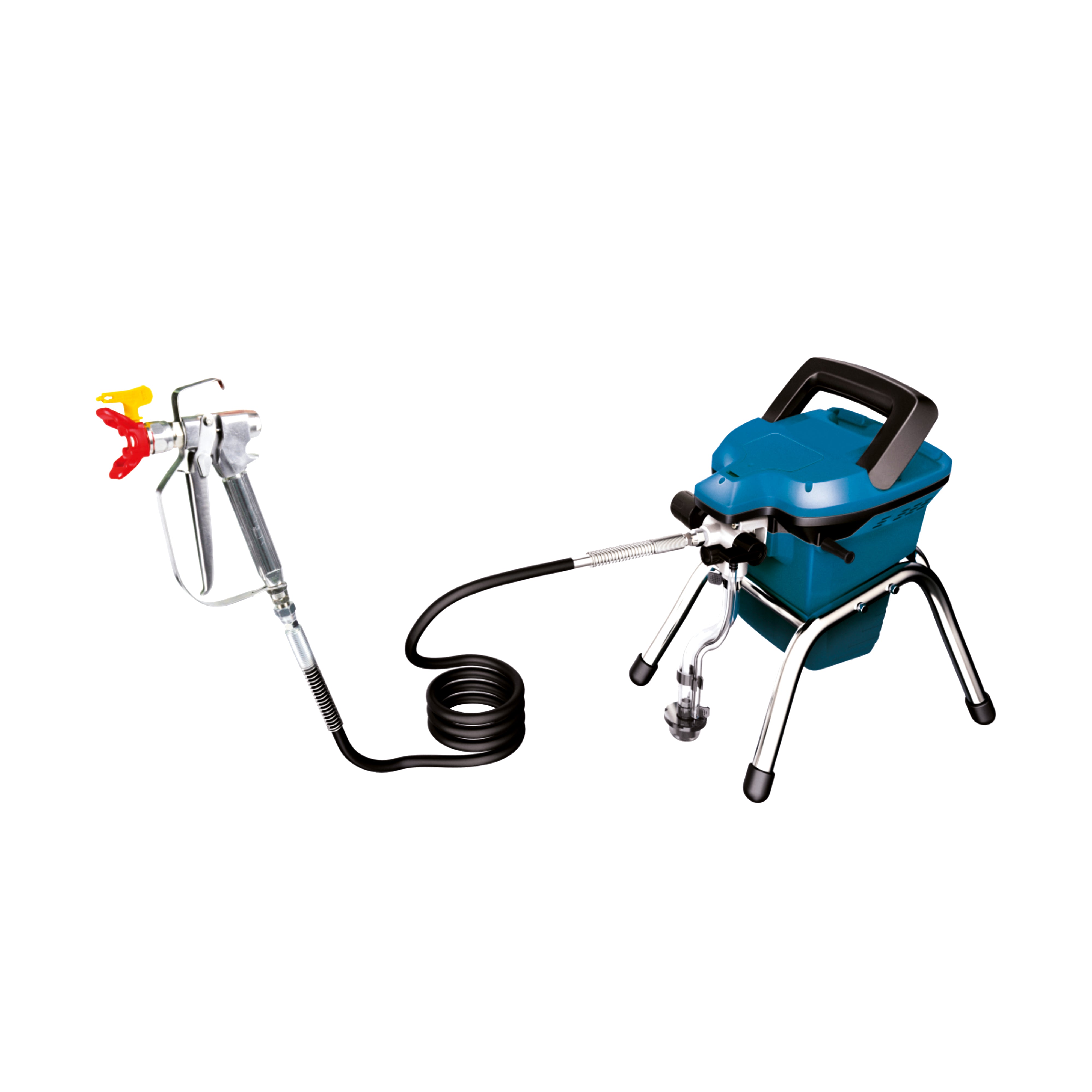 Ideal power tools airless spray machine (ID ASG53) with hose and spray gun on a white background