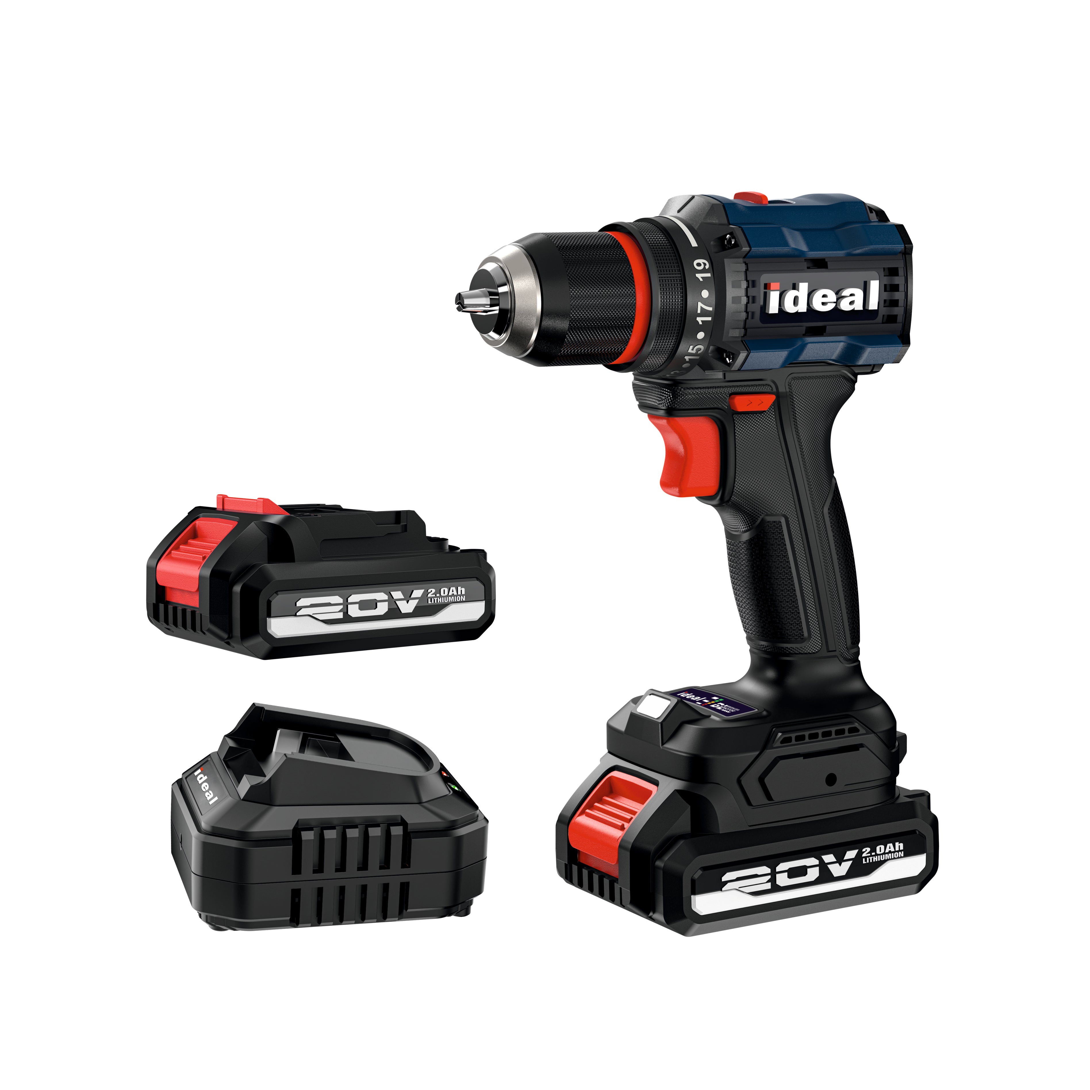 IDM BD20V [2.0A-20V] CORDLESS DRILL MACHINE [CORDLESS KIT - (INC. BATTERY (2PCS) | CHARGER | ACCESSORY) [G - 240V]] [Makita Type] - 30264
