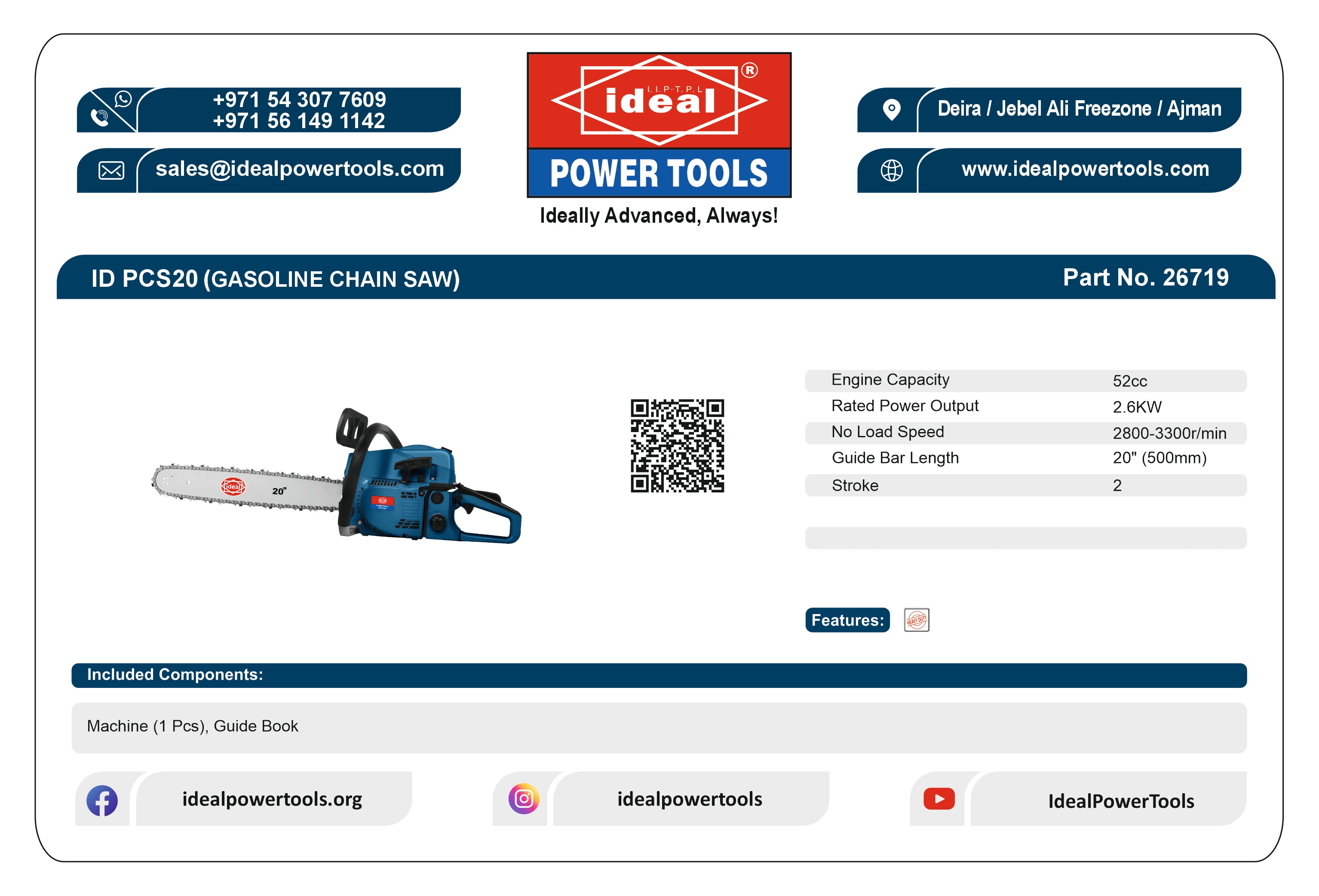 ID PCS20 GASOLINE CHAINSAW MACHINE