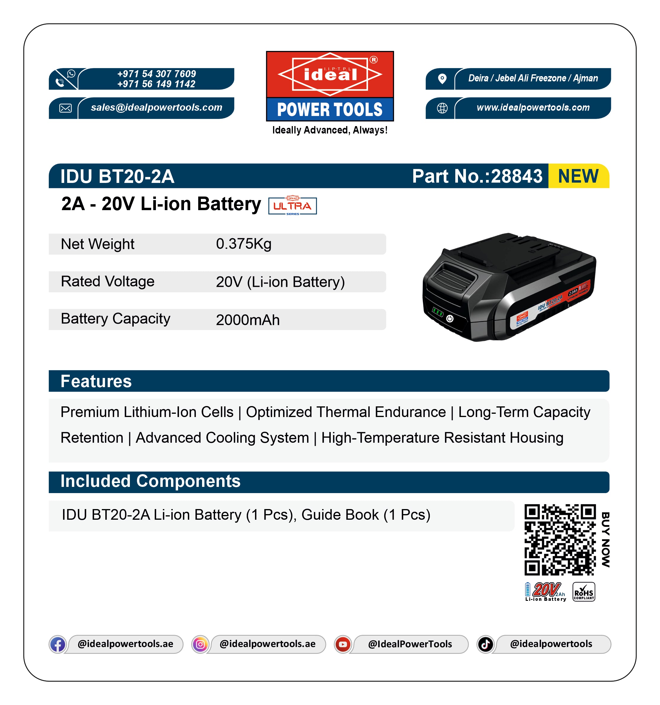 IDU BT20-2A - LI-ION BATTERY [2A-20V]