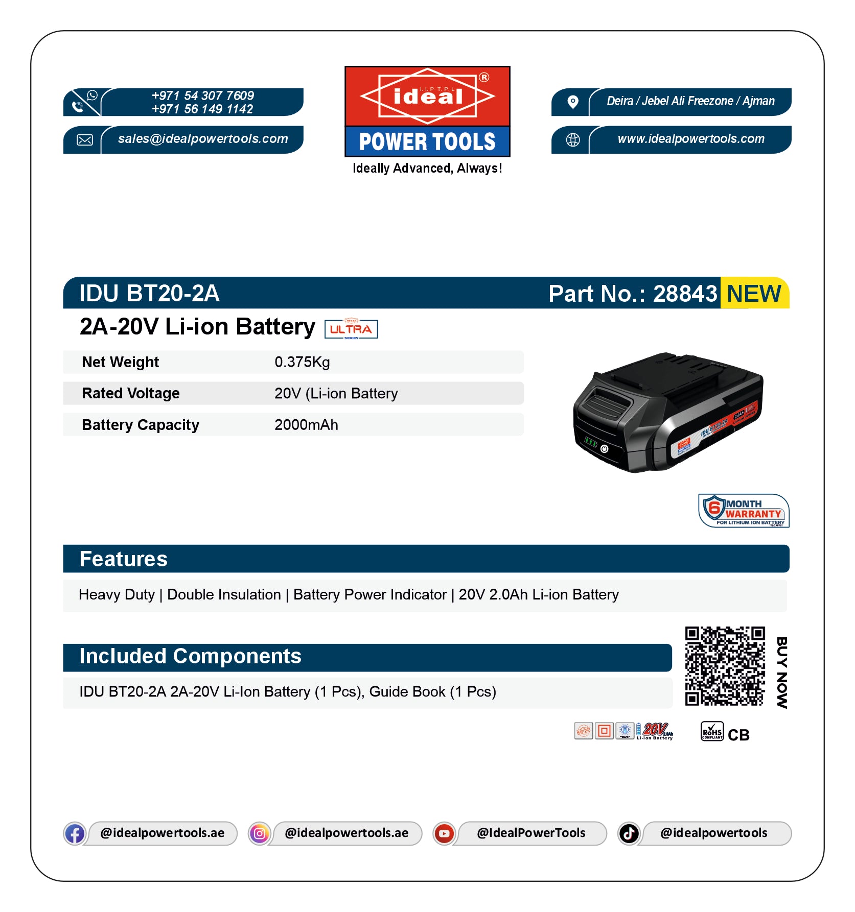 IDU BT20-2A - LI-ION BATTERY [2A-20V]