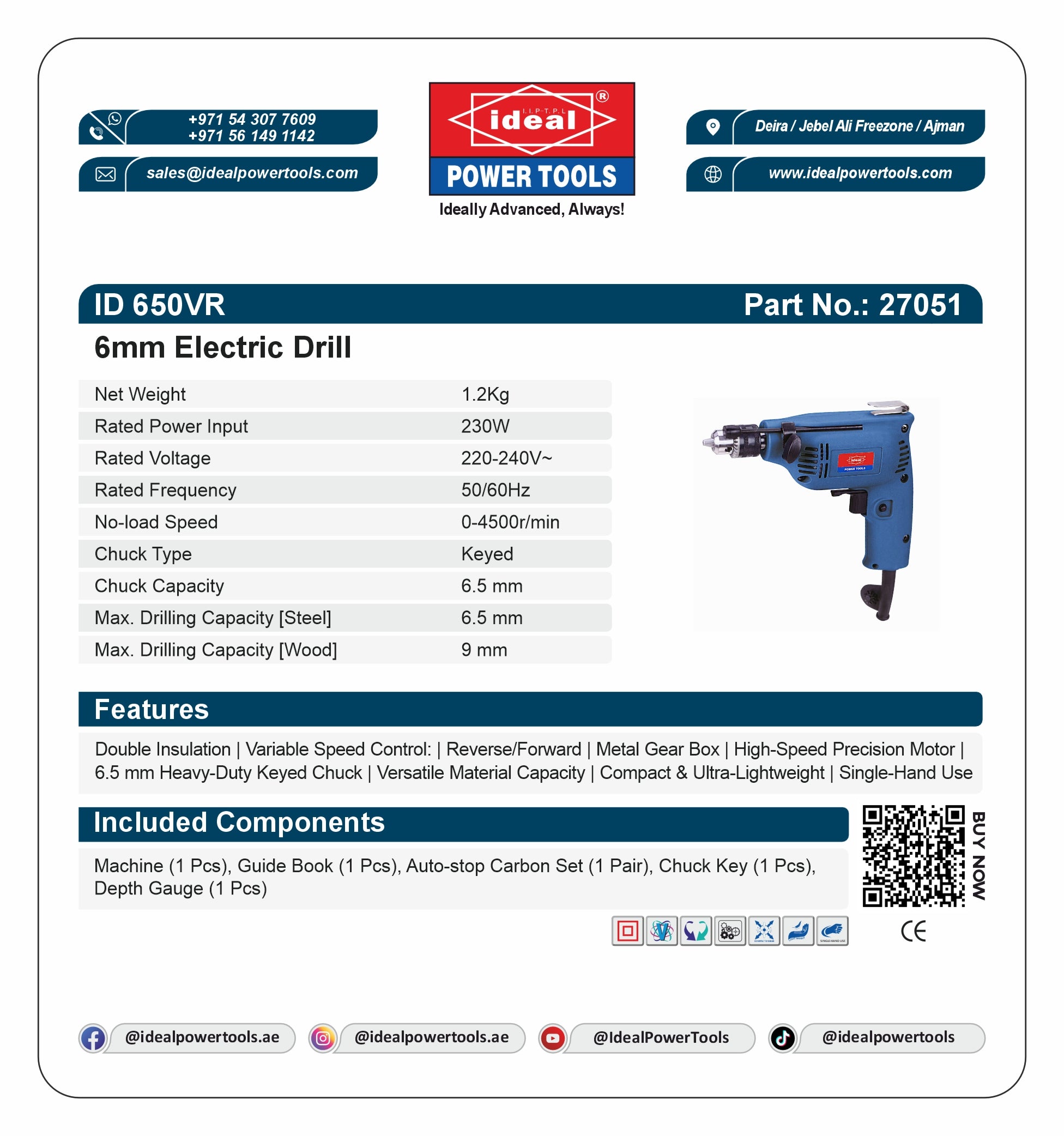 ID 650VR [ECO SERIES] ELECTRIC DRILL MACHINE [G-240V] - 27051