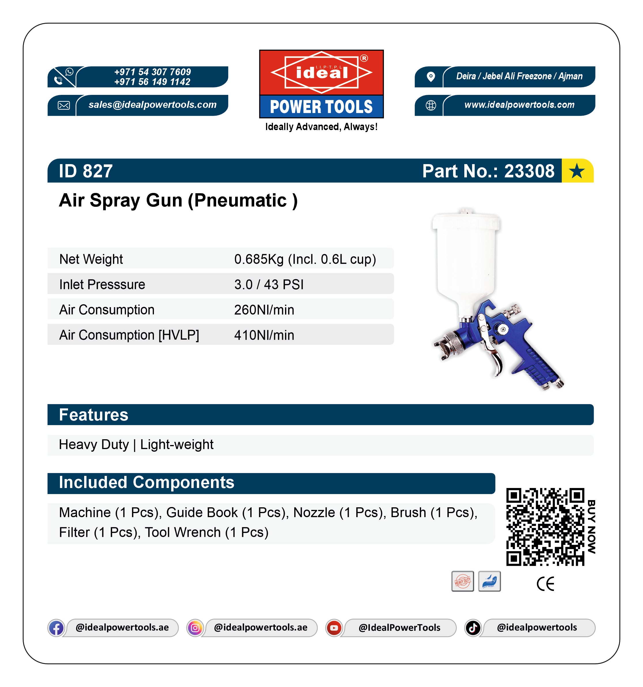 ID 827 PNEUMATIC SPRAY GUN MACHINE [AIR TOOL]