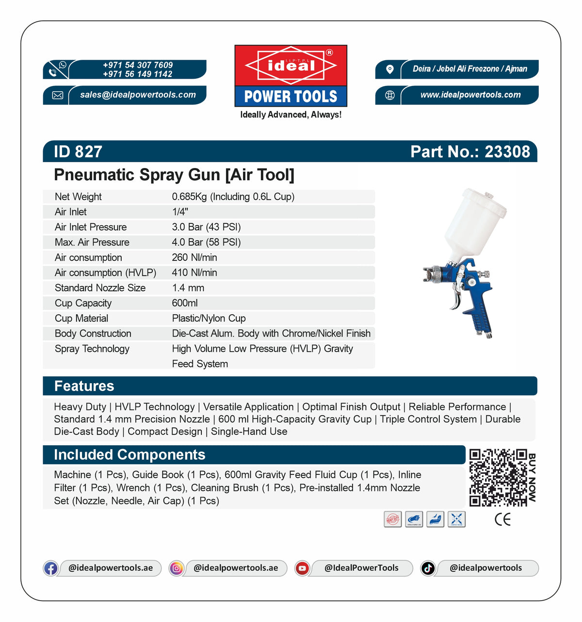 ID 827 PNEUMATIC SPRAY GUN MACHINE [AIR TOOL] - 23308