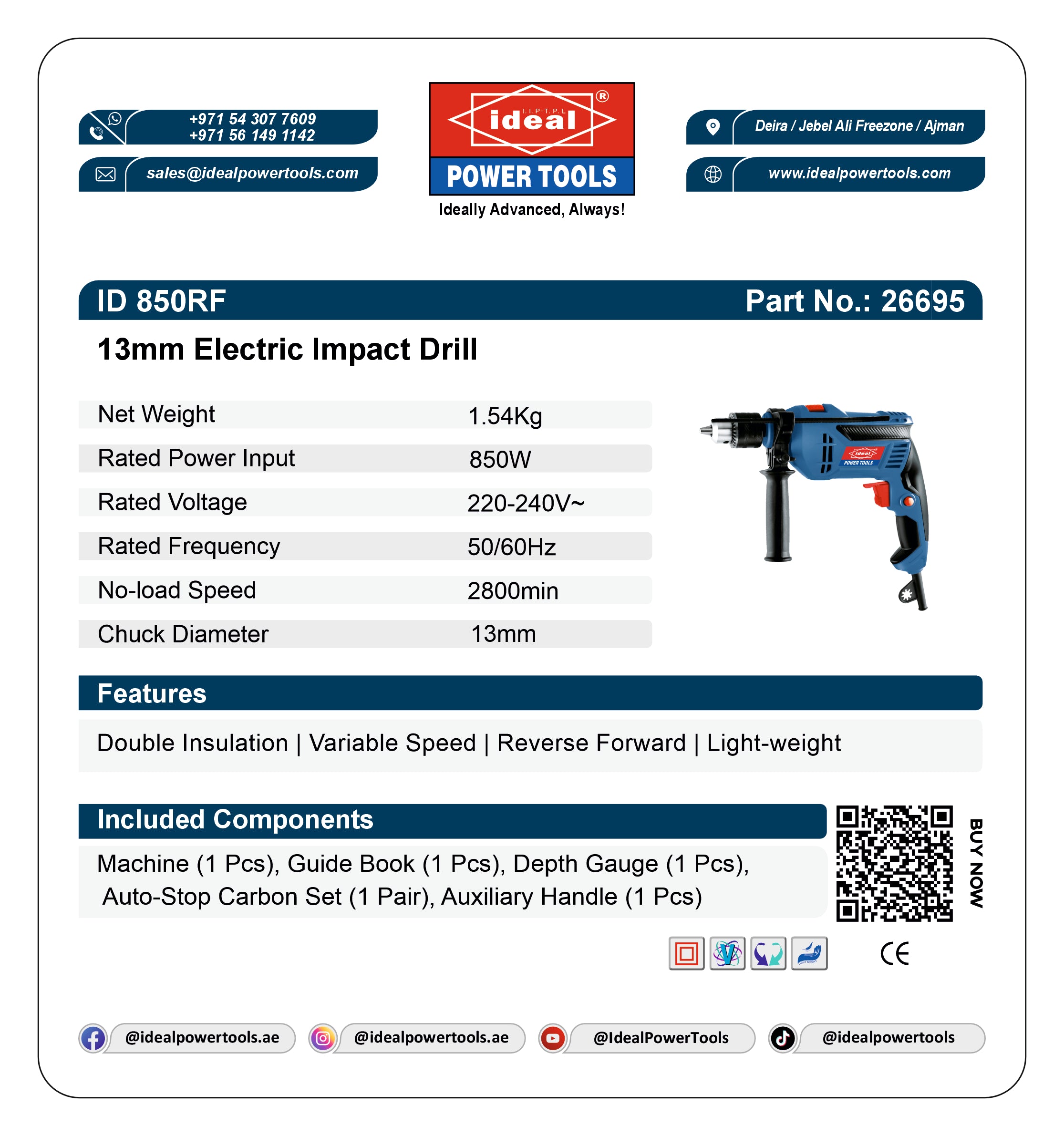 ID 850RF ELECTRIC DRILL MACHINE [G-240V] - 26695
