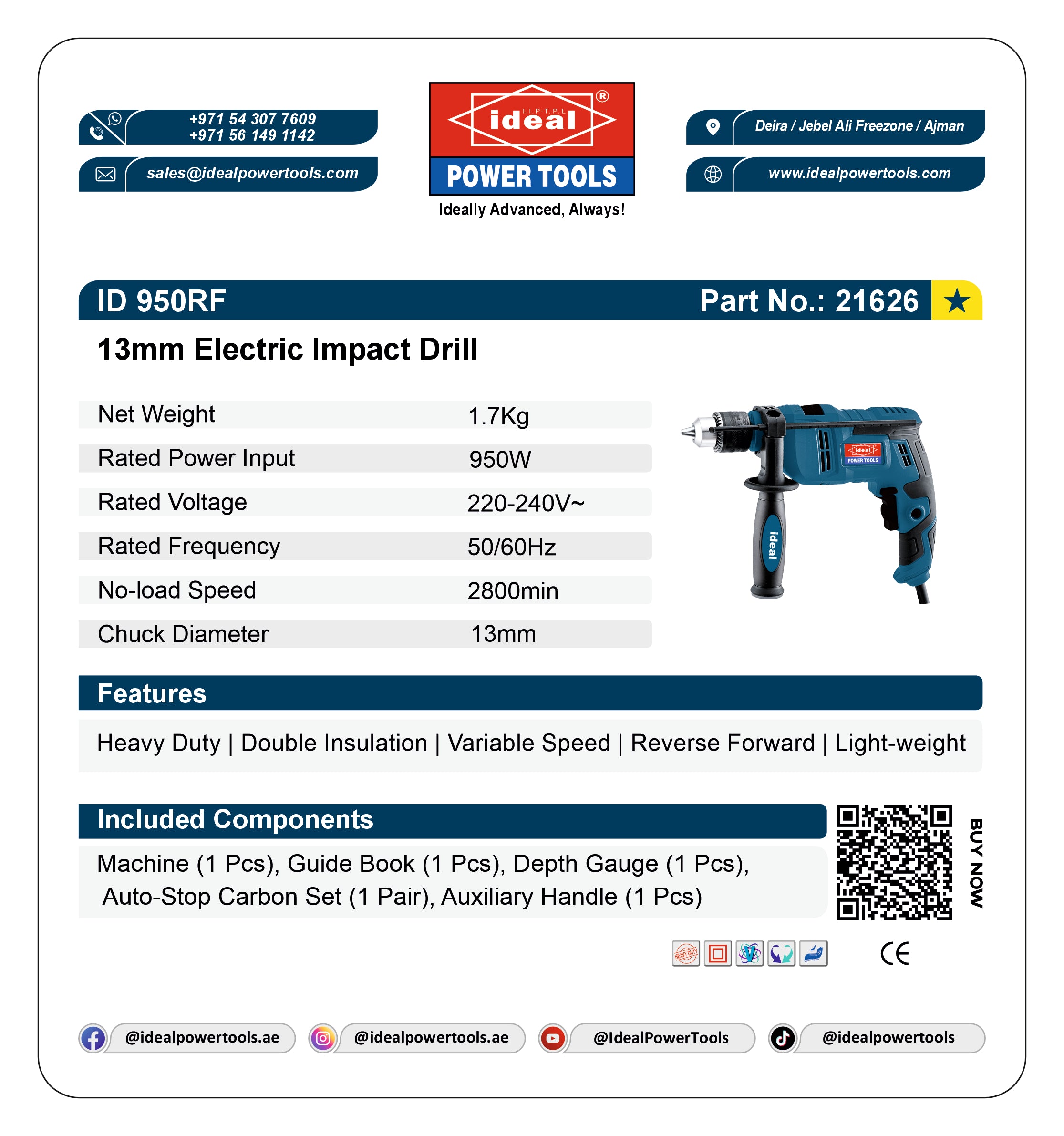 ID 950RF ELECTRIC DRILL MACHINE [G-240V] - 21626