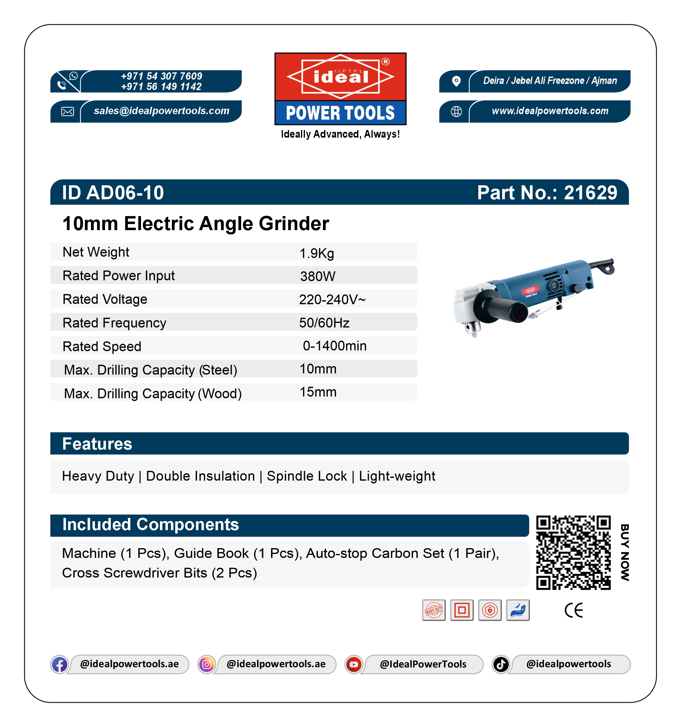 ID AD06-10 ELECTRIC ANGLE DRILL MACHINE