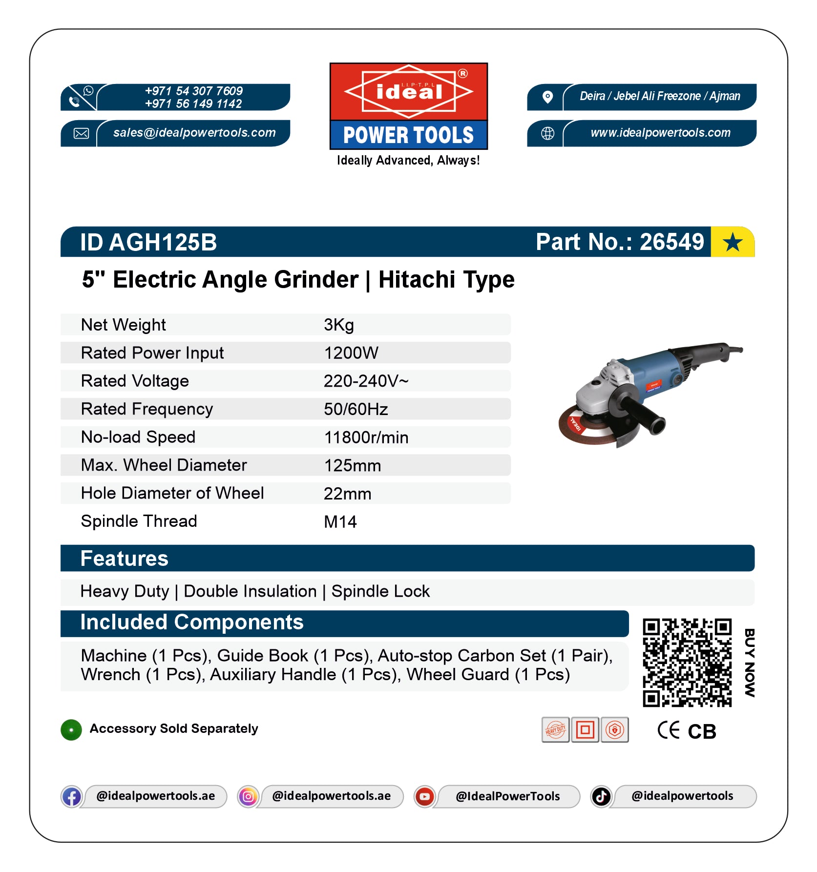 ID AGH125B ELECTRIC ANGLE GRINDER MACHINE