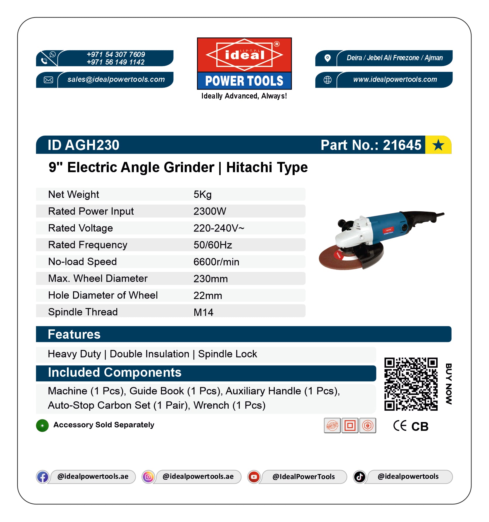 ID AGH230 ELECTRIC ANGLE GRINDER MACHINE
