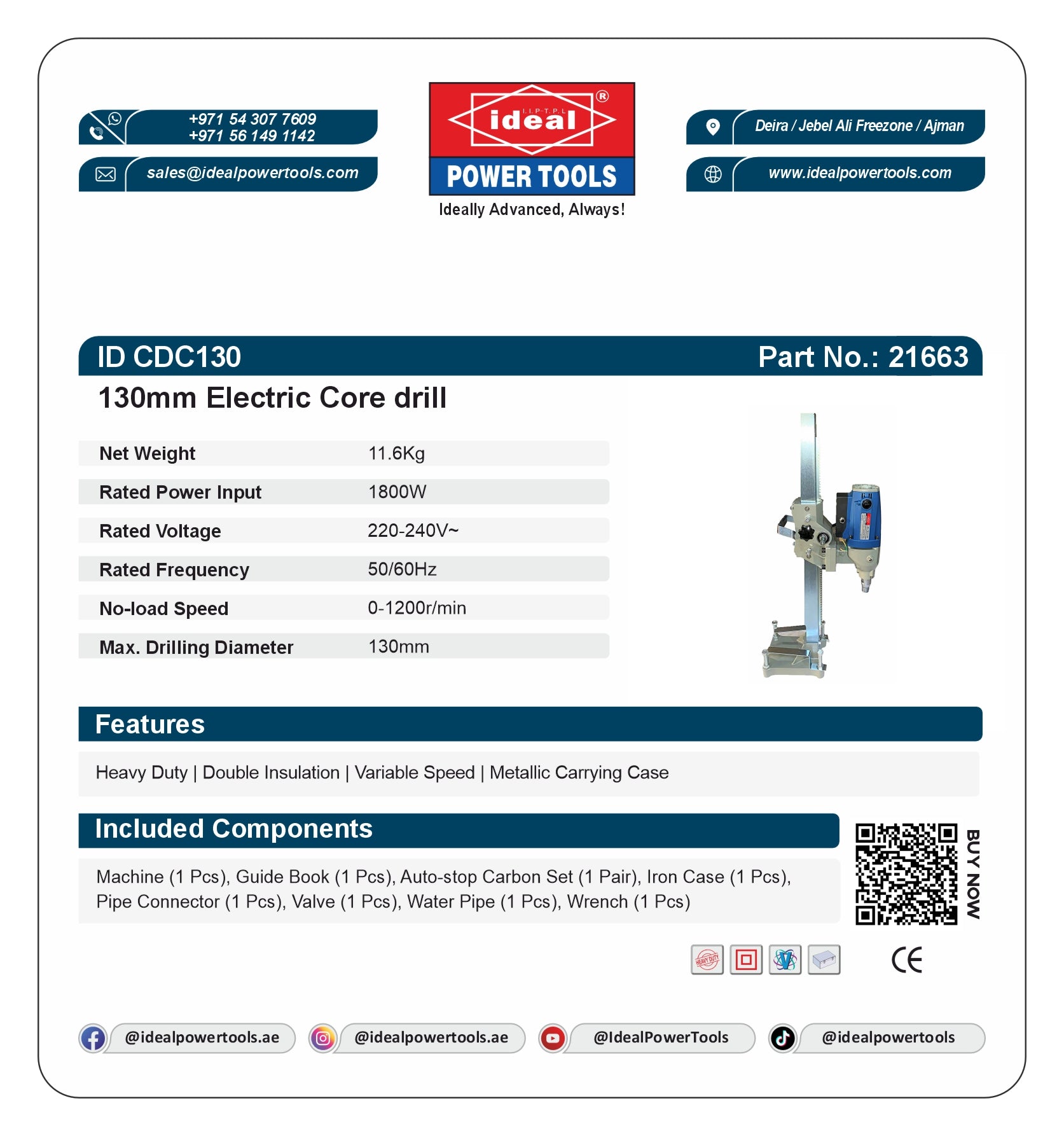 ID CDC130 ELECTRIC CORE DRILL MACHINE [G-240V] - 21663