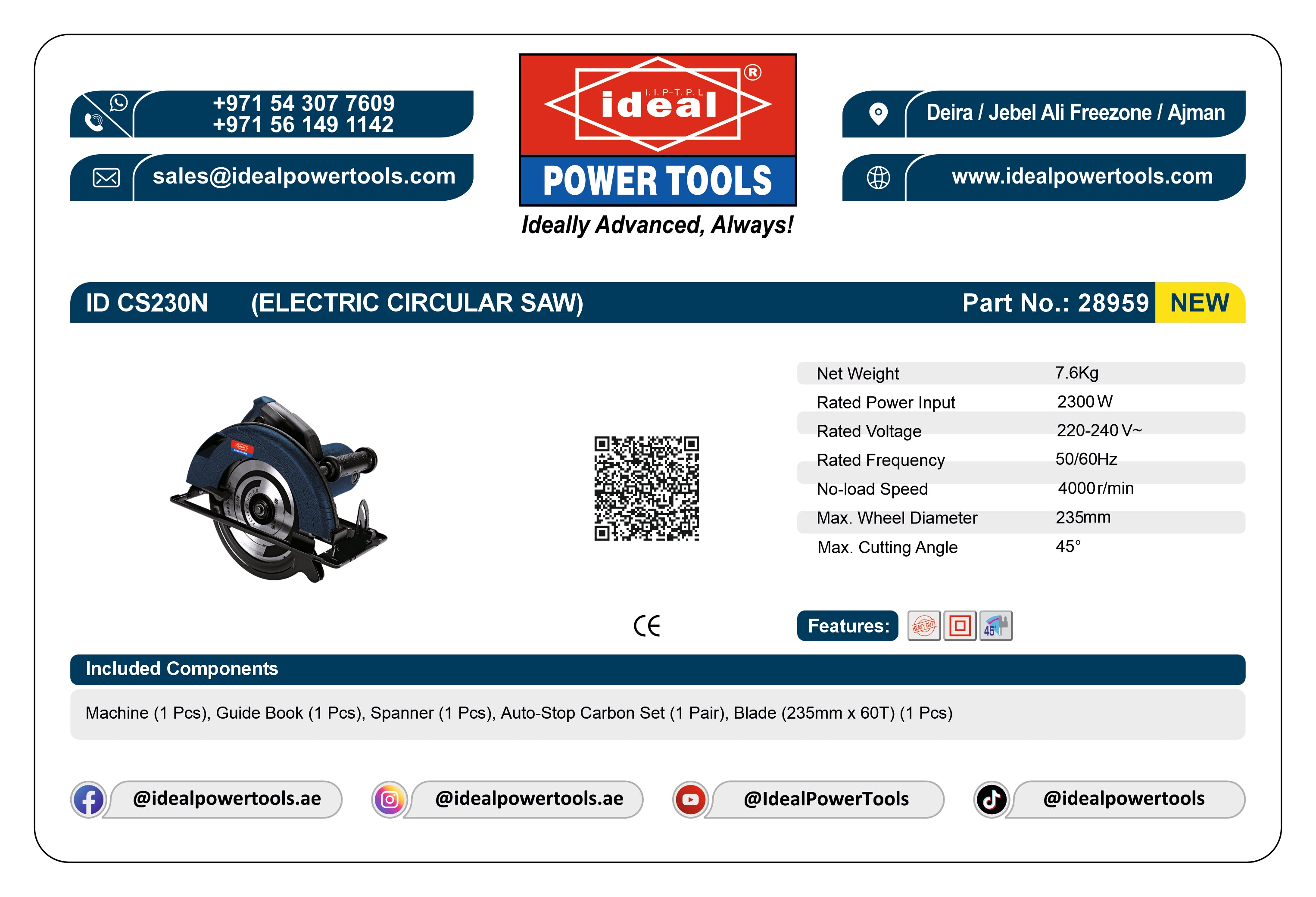 ID CS230N - 9" ELECTRIC CIRCULAR SAW MACHINE