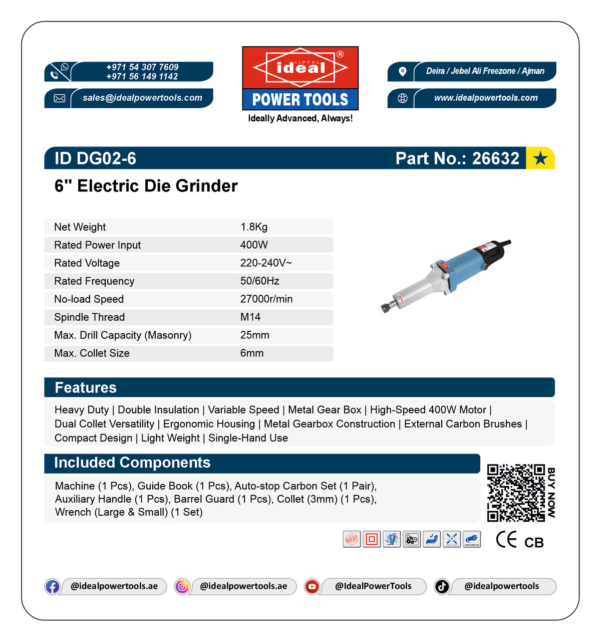 ID DG02-6 ELECTRIC DIE GRINDER MACHINE [G-240V] - 26632