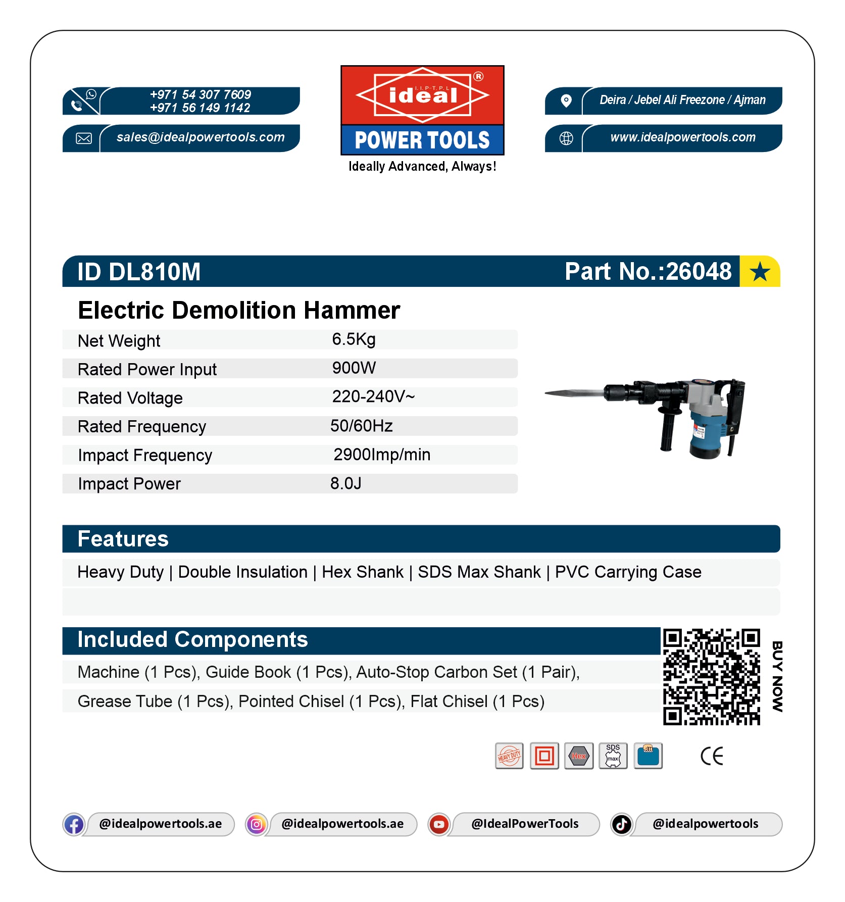 ID DL810M ELECTRIC DEMOLITION HAMMER MACHINE [G-240V] - 26048