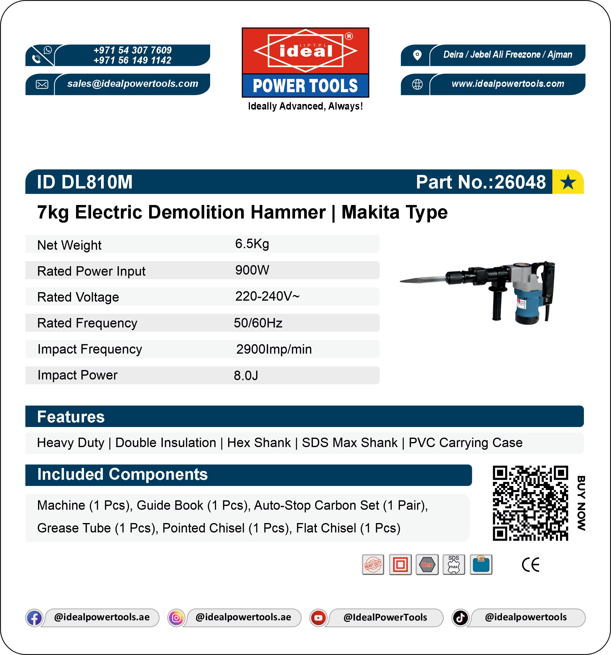ID DL810M ELECTRIC DEMOLITION HAMMER MACHINE [G-240V] - 26048