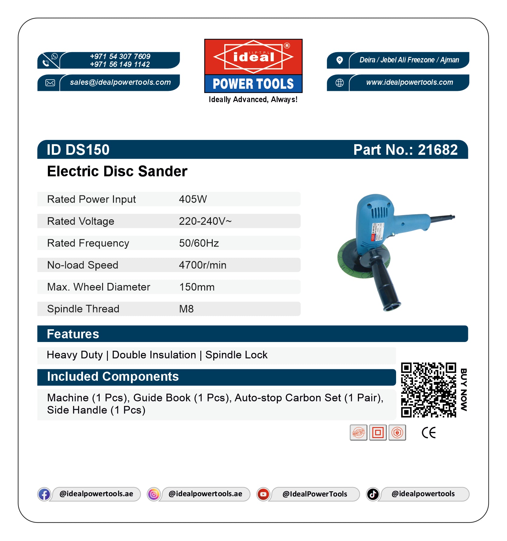 ID DS150 ELECTRIC DISC SANDER MACHINE [G-240V] - 21682