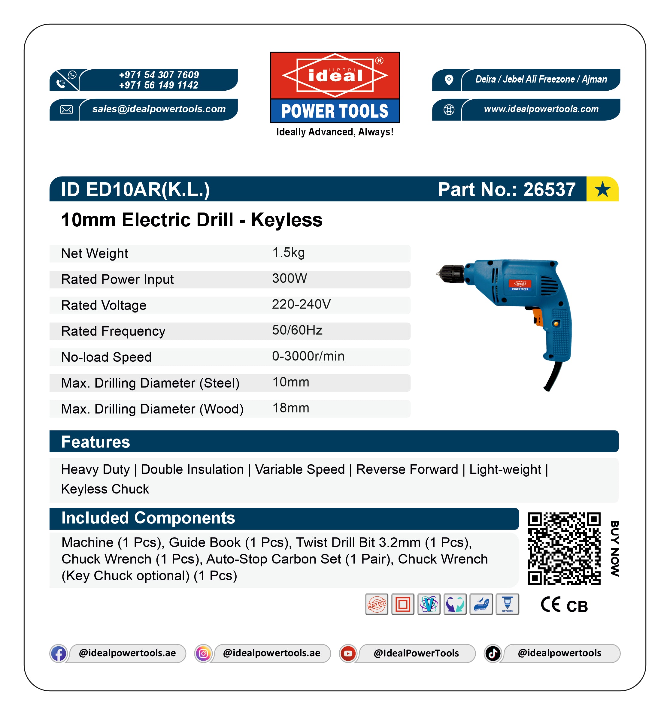 ID ED10AR [K.L] ELECTRIC DRILL MACHINE