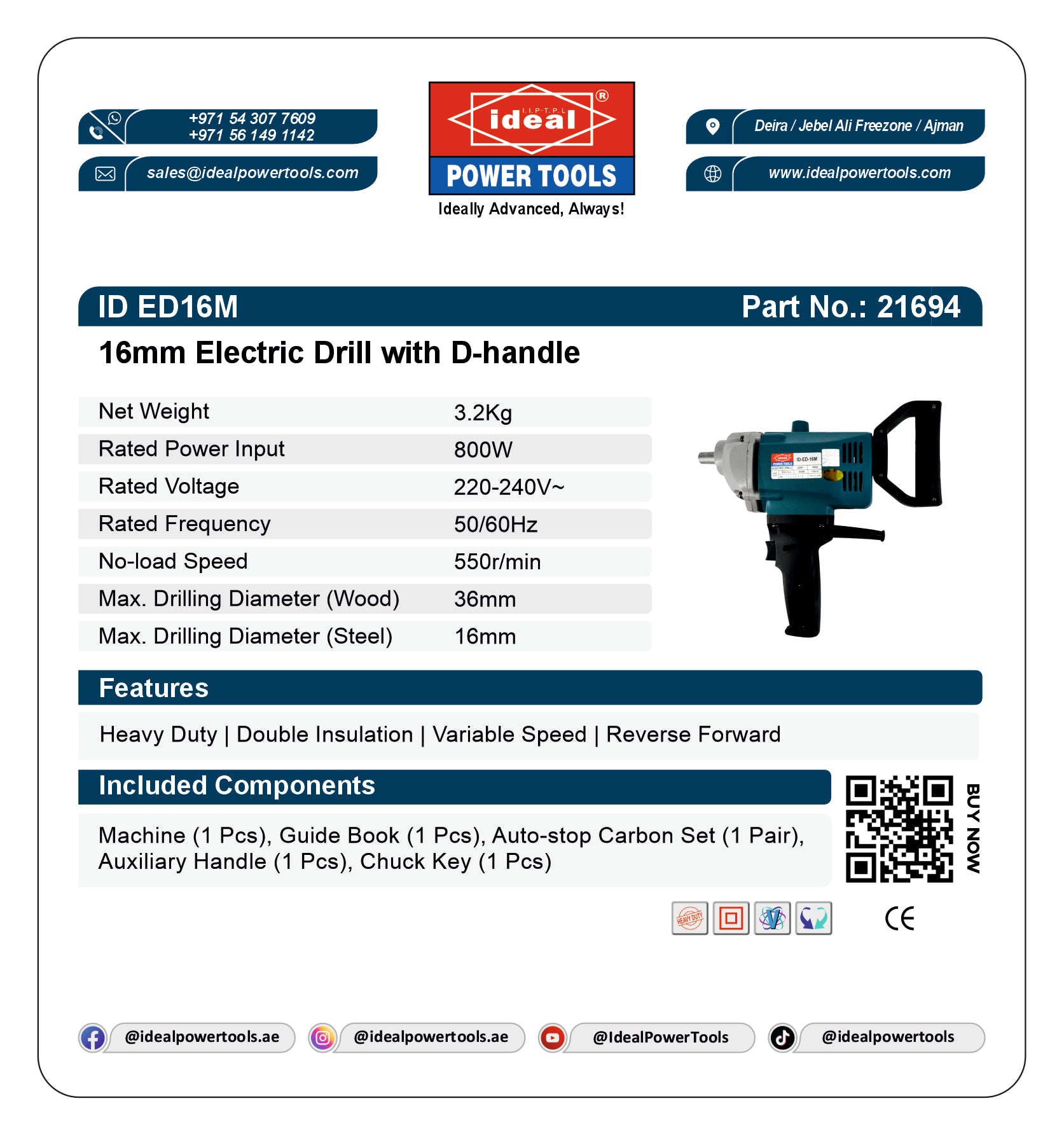 ID ED16M ELECTRIC DRILL MACHINE [G-240V] - 21694