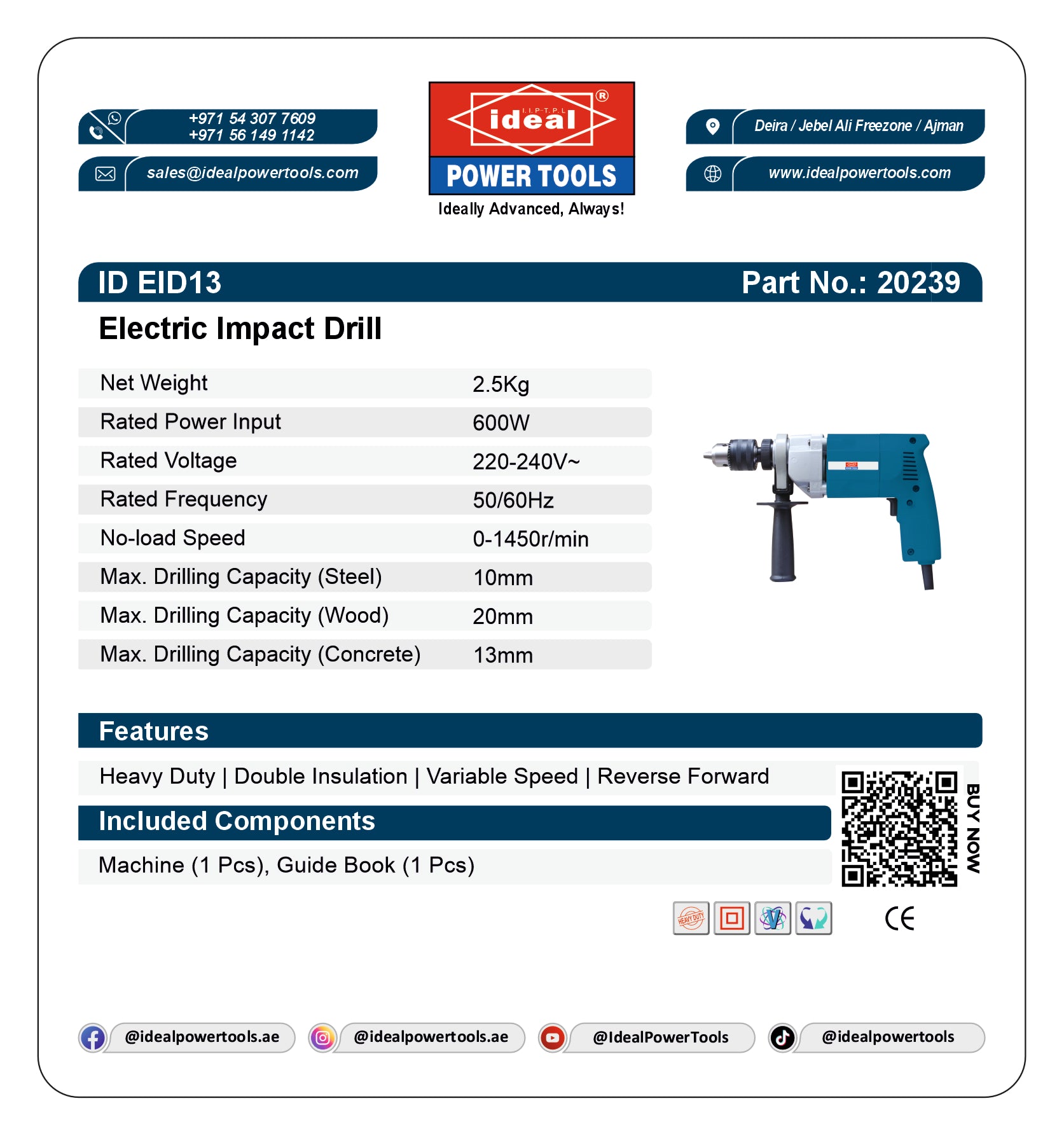 ID EID13 [BLUE] ELECTRIC IMPACT DRILL MACHINE [G-240V] - 20239