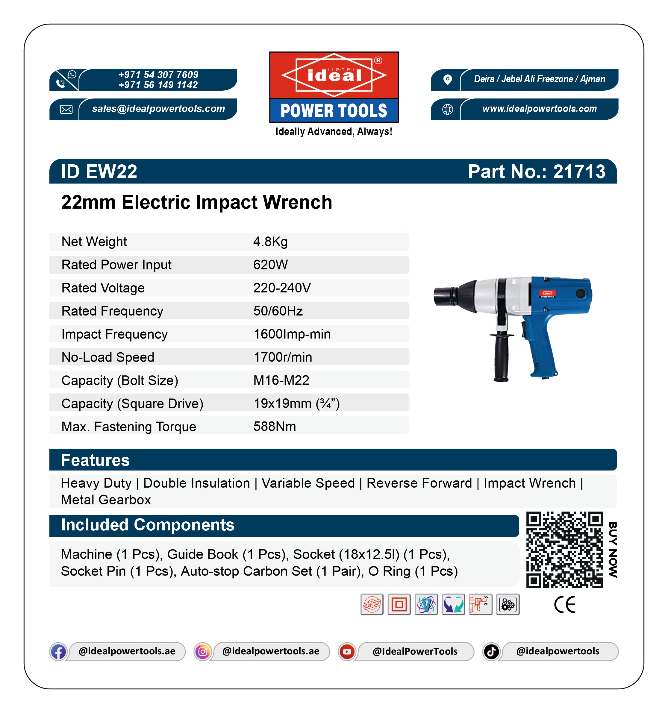 ID EW22 ELECTRIC IMPACT WRENCH MACHINE [G-240V] - 21713