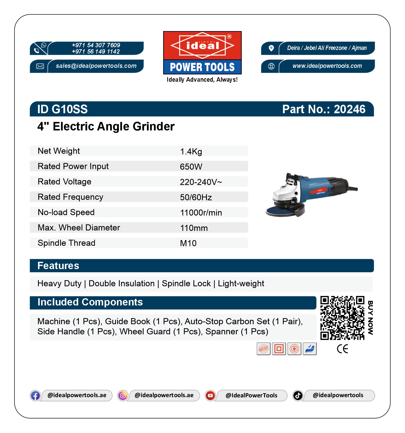 ID G10SS ELECTRIC ANGLE GRINDER MACHINE [G-240V] - 20246