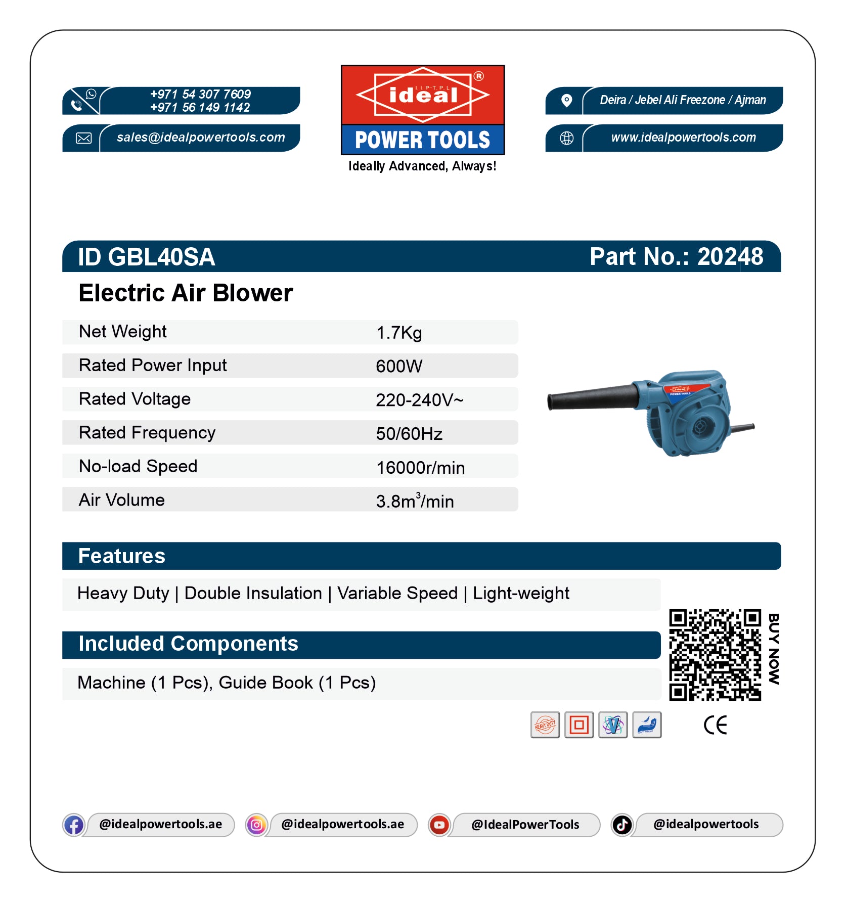 ID GBL40SA ELECTRIC AIR BLOWER MACHINE [G-240V] - 20248