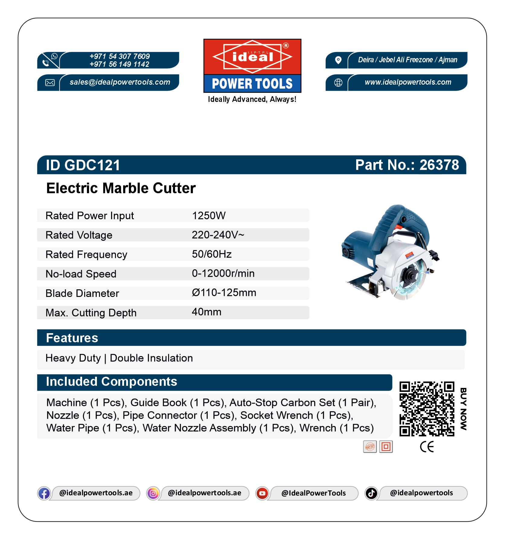 ID GDC121 ELECTRIC MARBLE CUTTER MACHINE [G-240V] - 26378