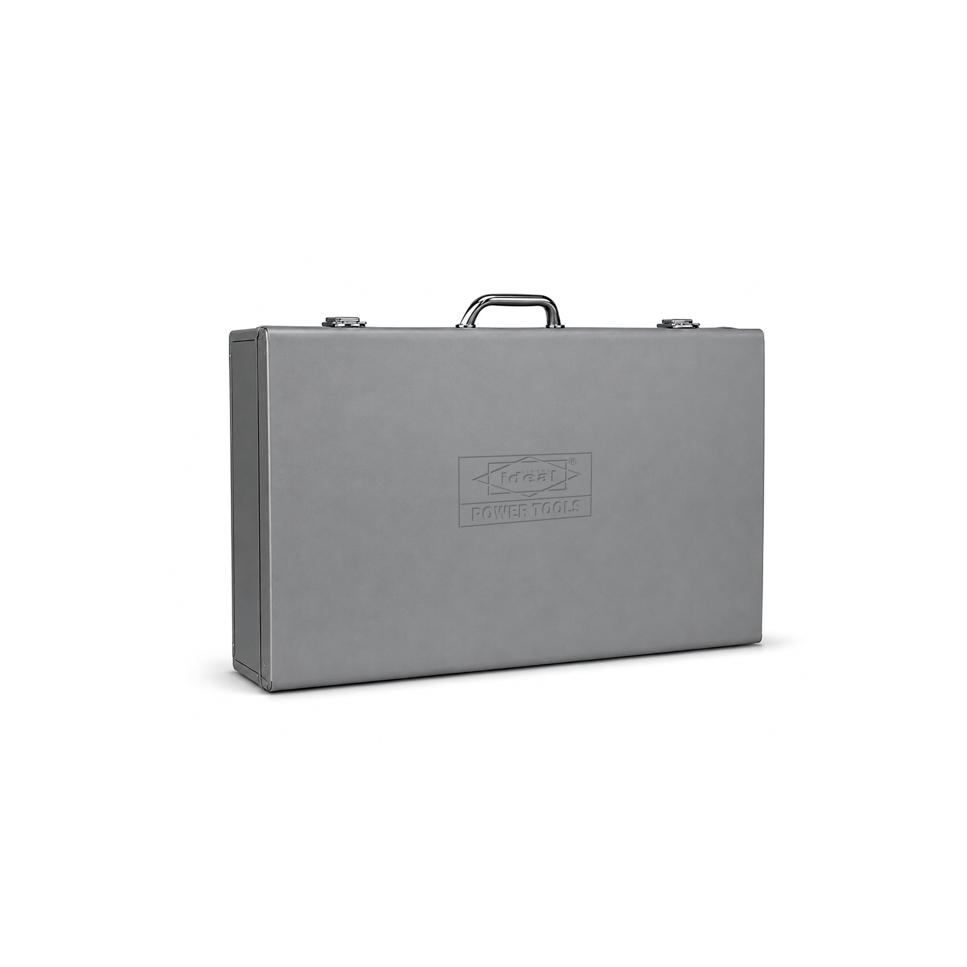 A gray metal carrying case with a top handle and a debossed 'Twin Tool' logo on the front, shown on a clean white background.