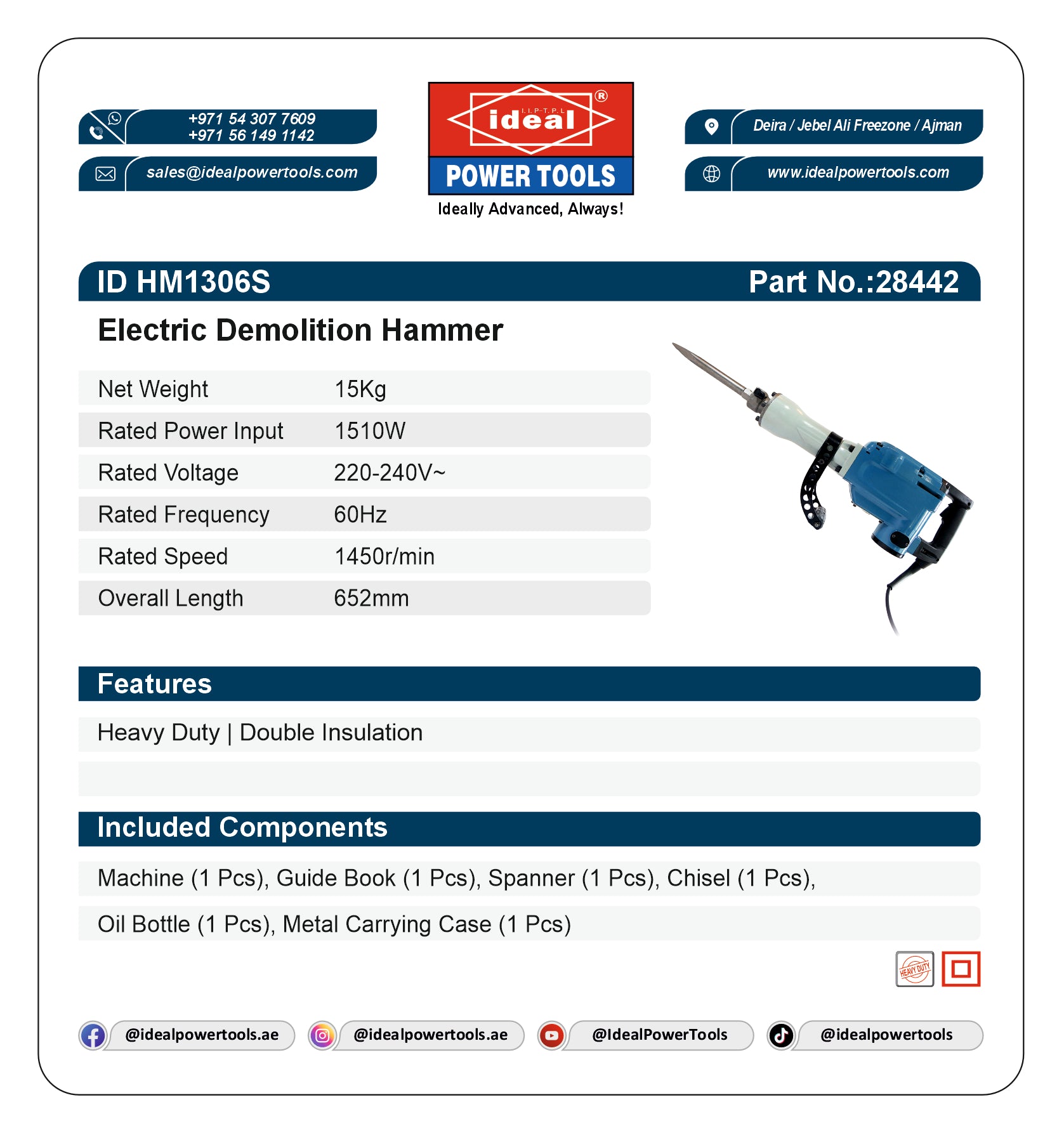 ID HM1306S ELECTRIC DEMOLITION HAMMER MACHINE [G-240V] - 28442