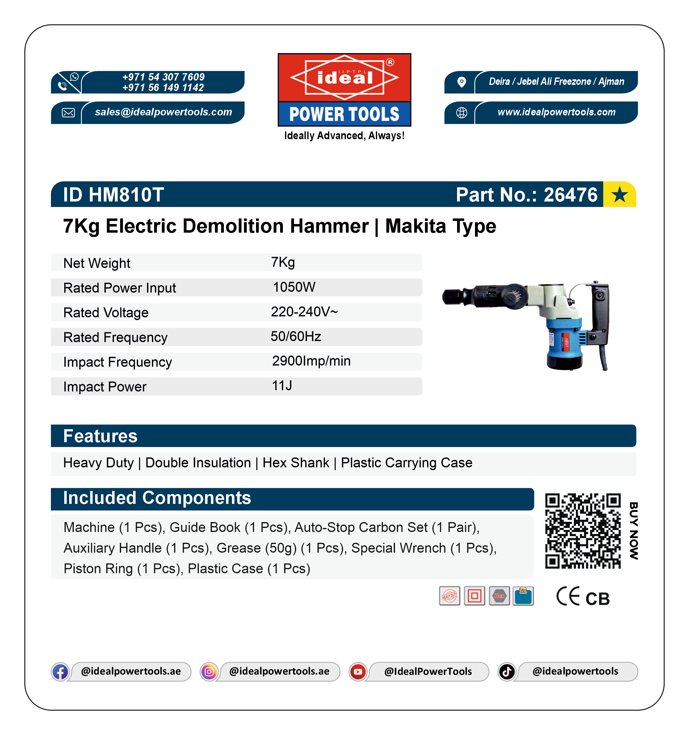 ID HM810T ELECTRIC DEMOLITION HAMMER MACHINE