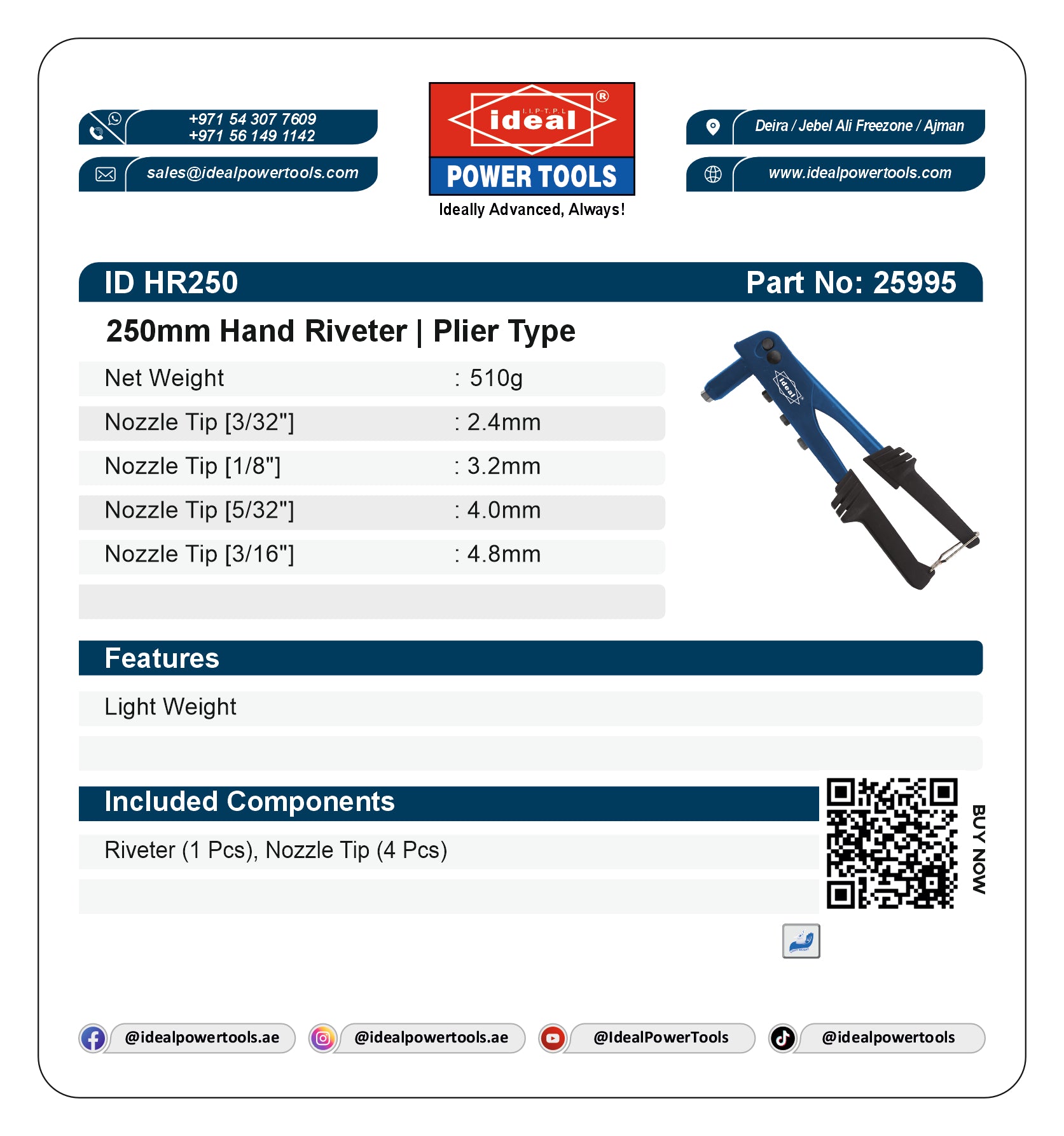 ID HR250 10" HAND RIVETER - 25995