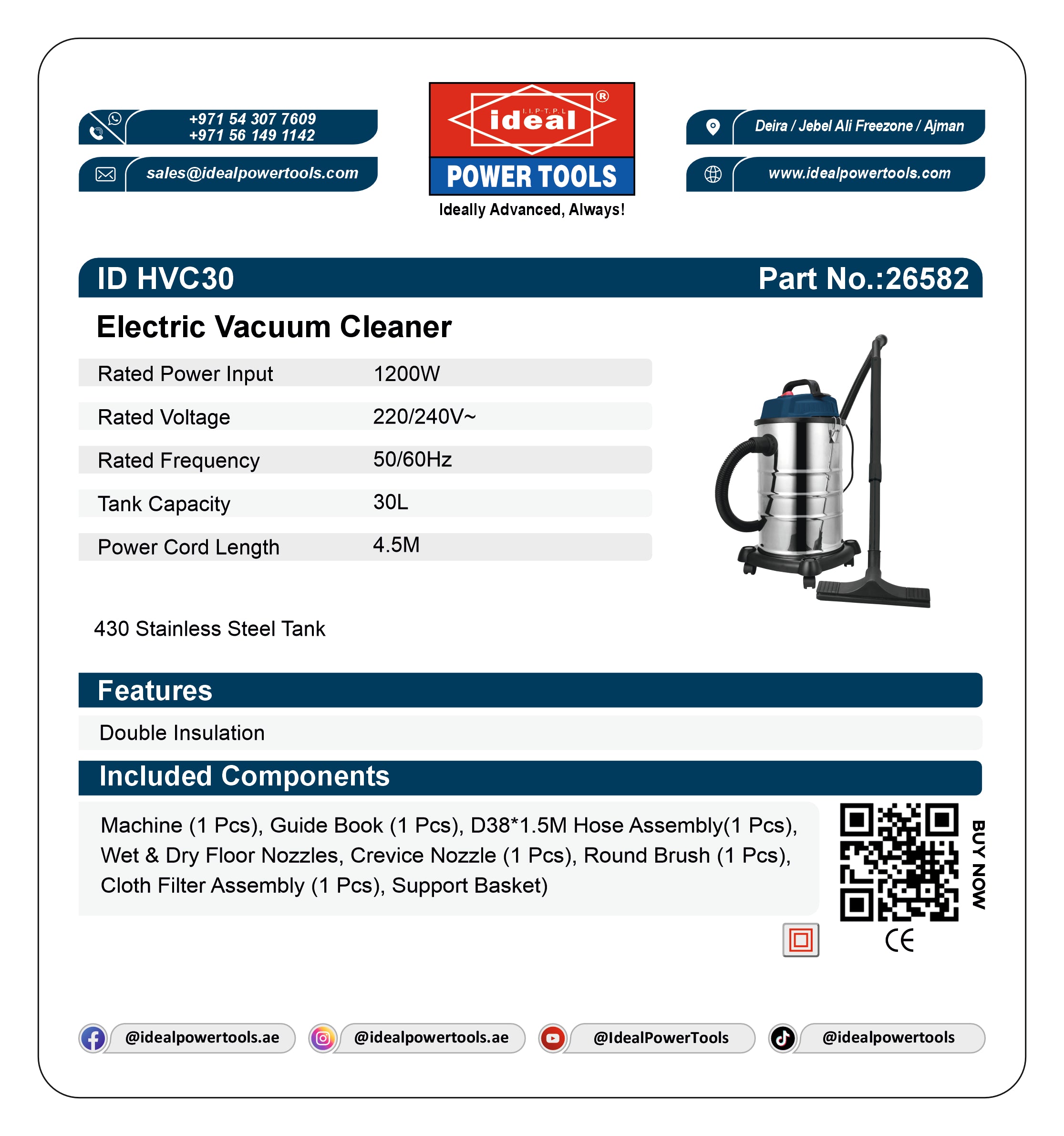 ID HVC30 ELECTRIC VACUUM CLEANER MACHINE [G-240V] - 26582