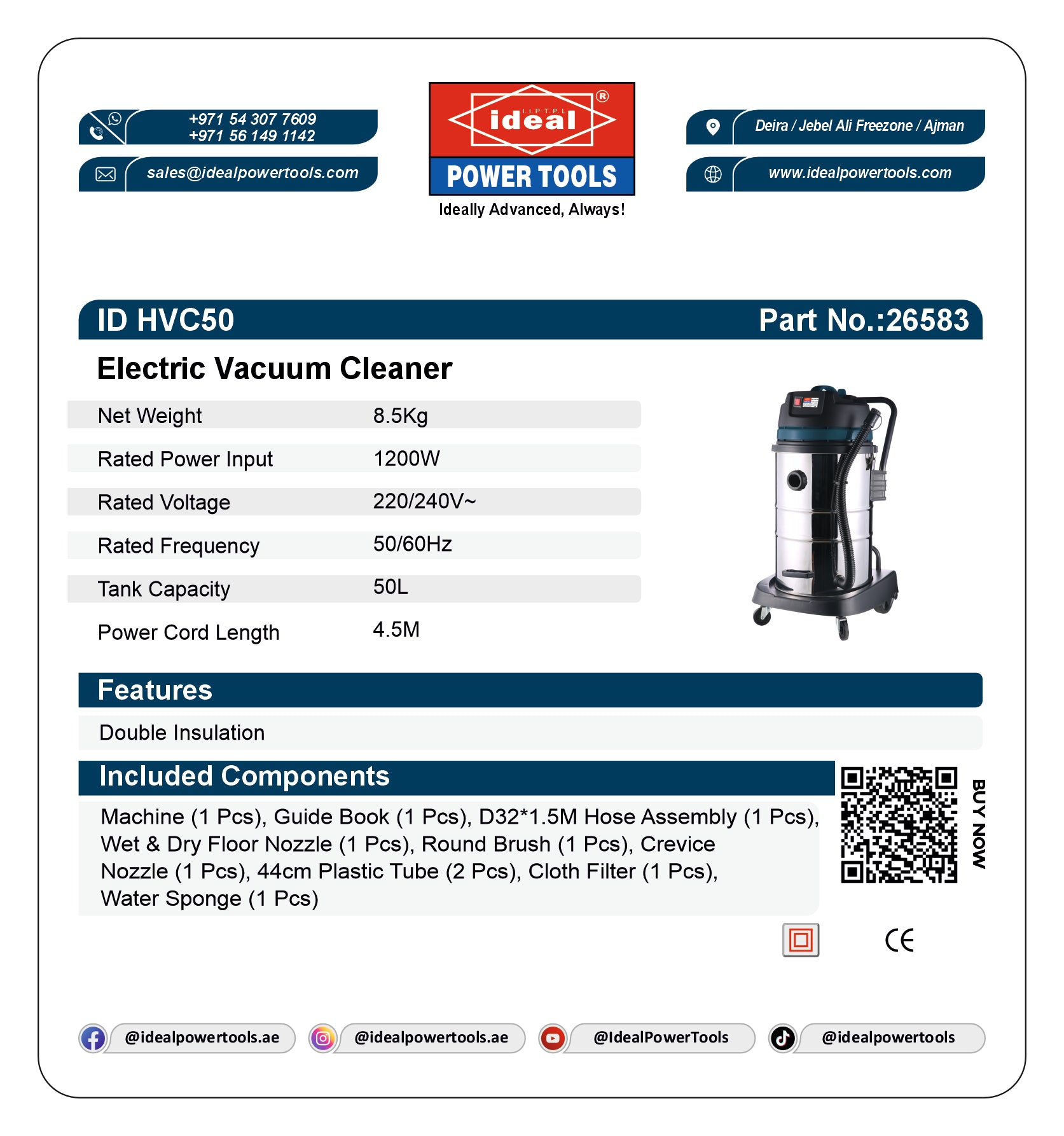 ID HVC50 ELECTRIC VACUUM CLEANER MACHINE [G-240V] - 26583