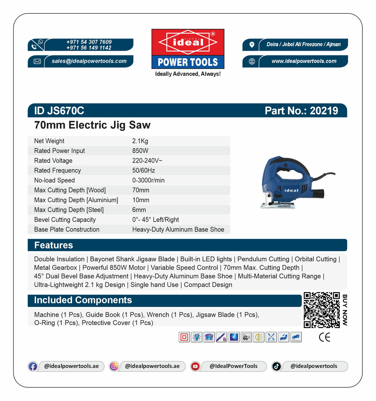 ID JS670C [850W] ELECTRIC JIGSAW MACHINE [G-240V] - 20219