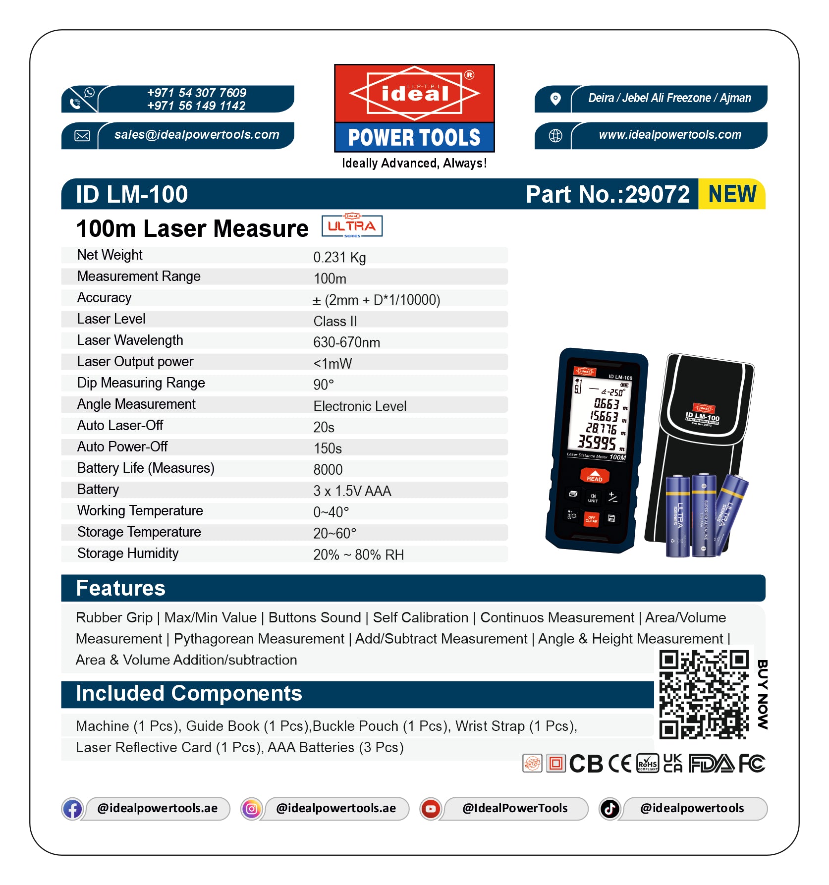 ID LM-100 [100 METER] LASER MEASURE