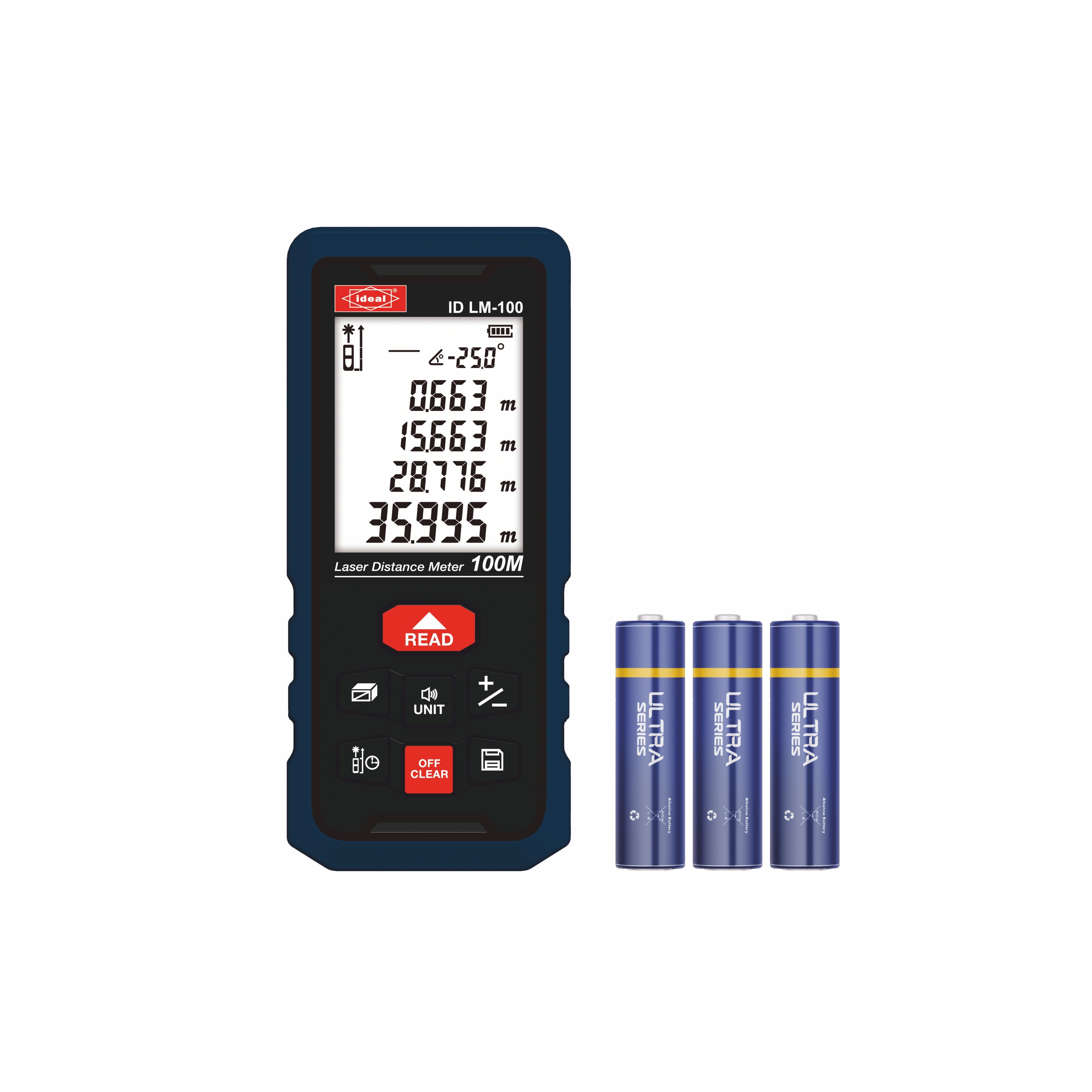 IDEAL ULTRA [ID LM-100] [100 METER | RED] LASER MEASURE - 29072