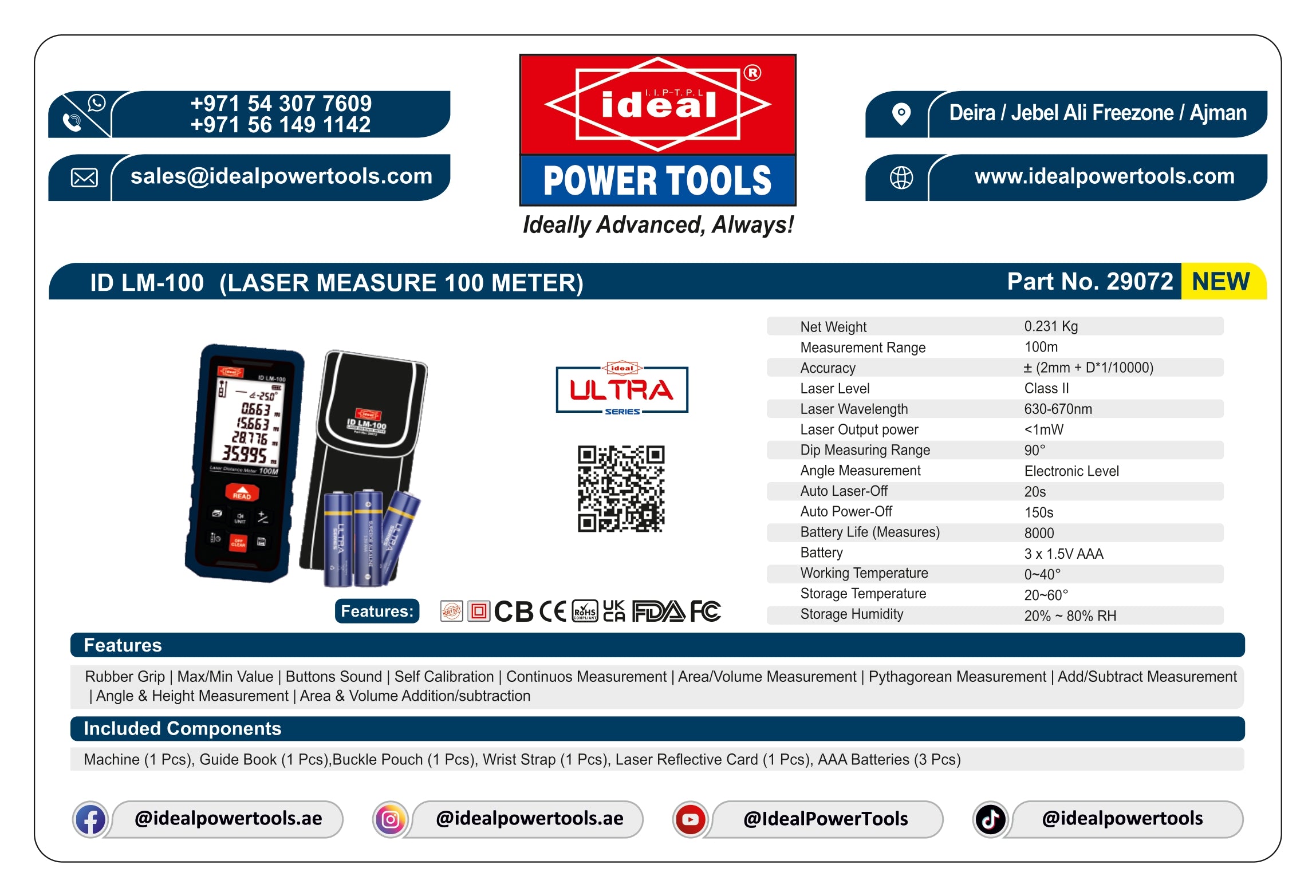 ID LM-100 [100 METER] LASER MEASURE