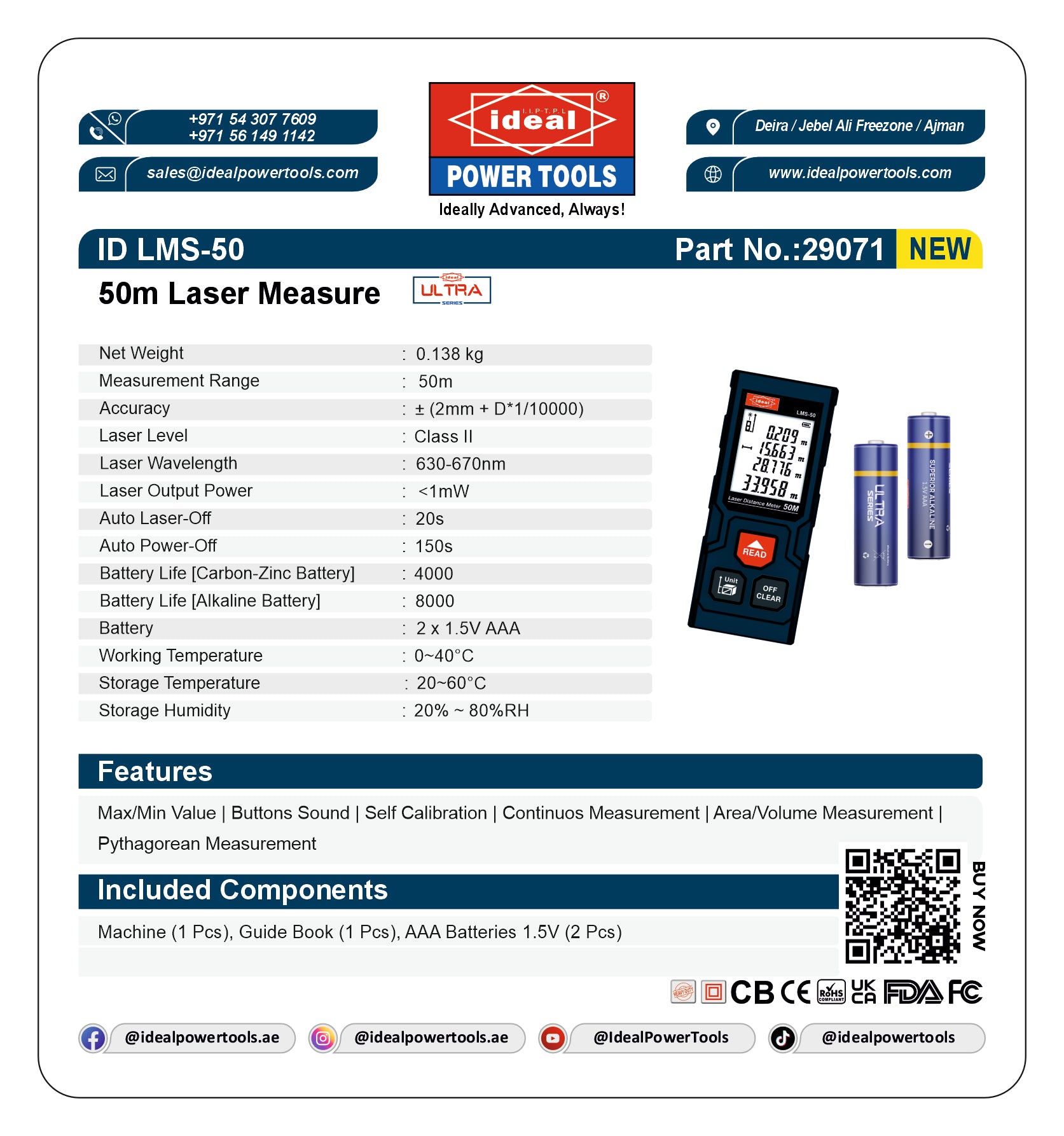 ID LMS-50 [50 METER] LASER MEASURE