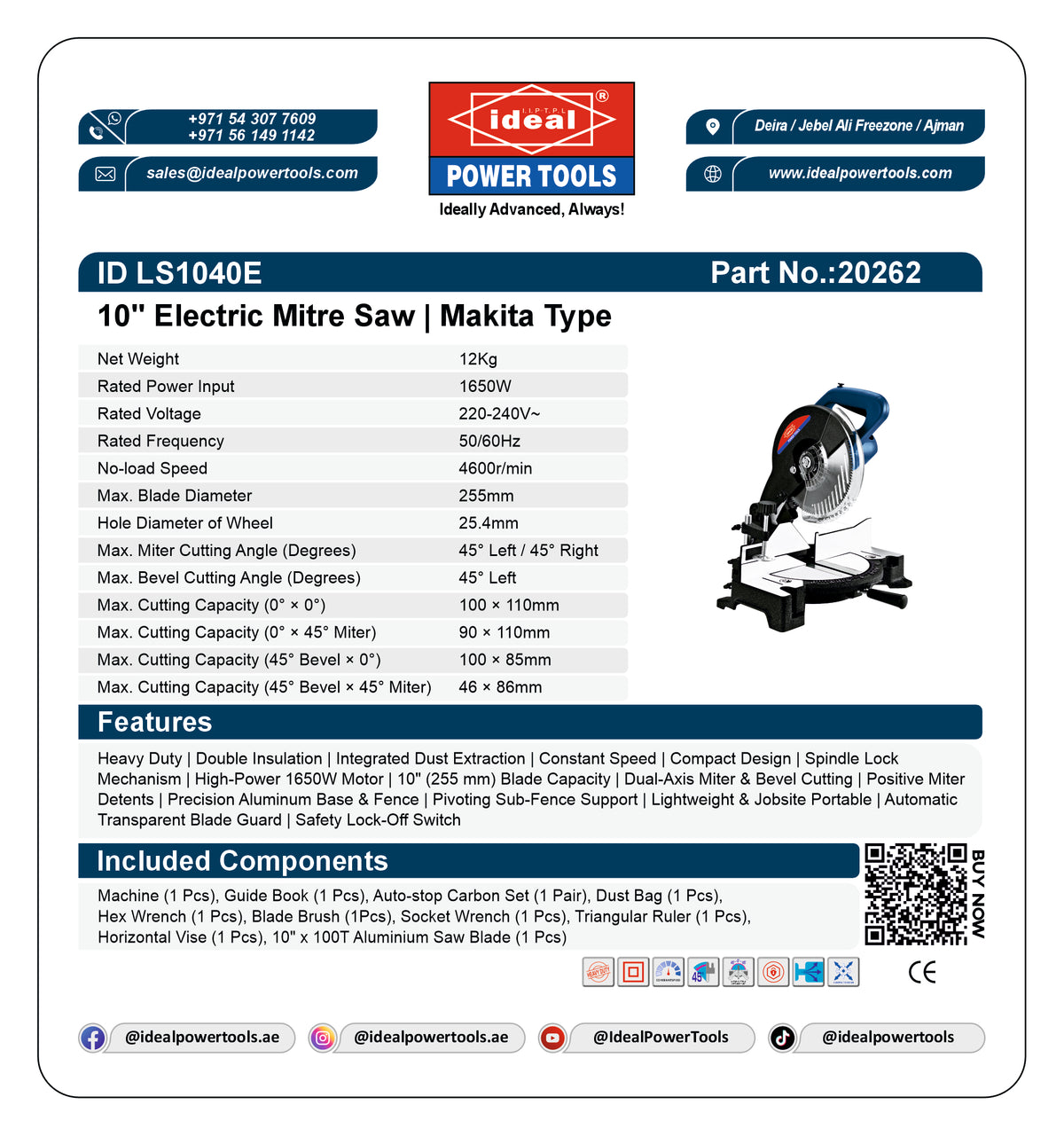 ID LS1040E ELECTRIC MITRE SAW MACHINE [G-240V] [Makita Type] - 20262