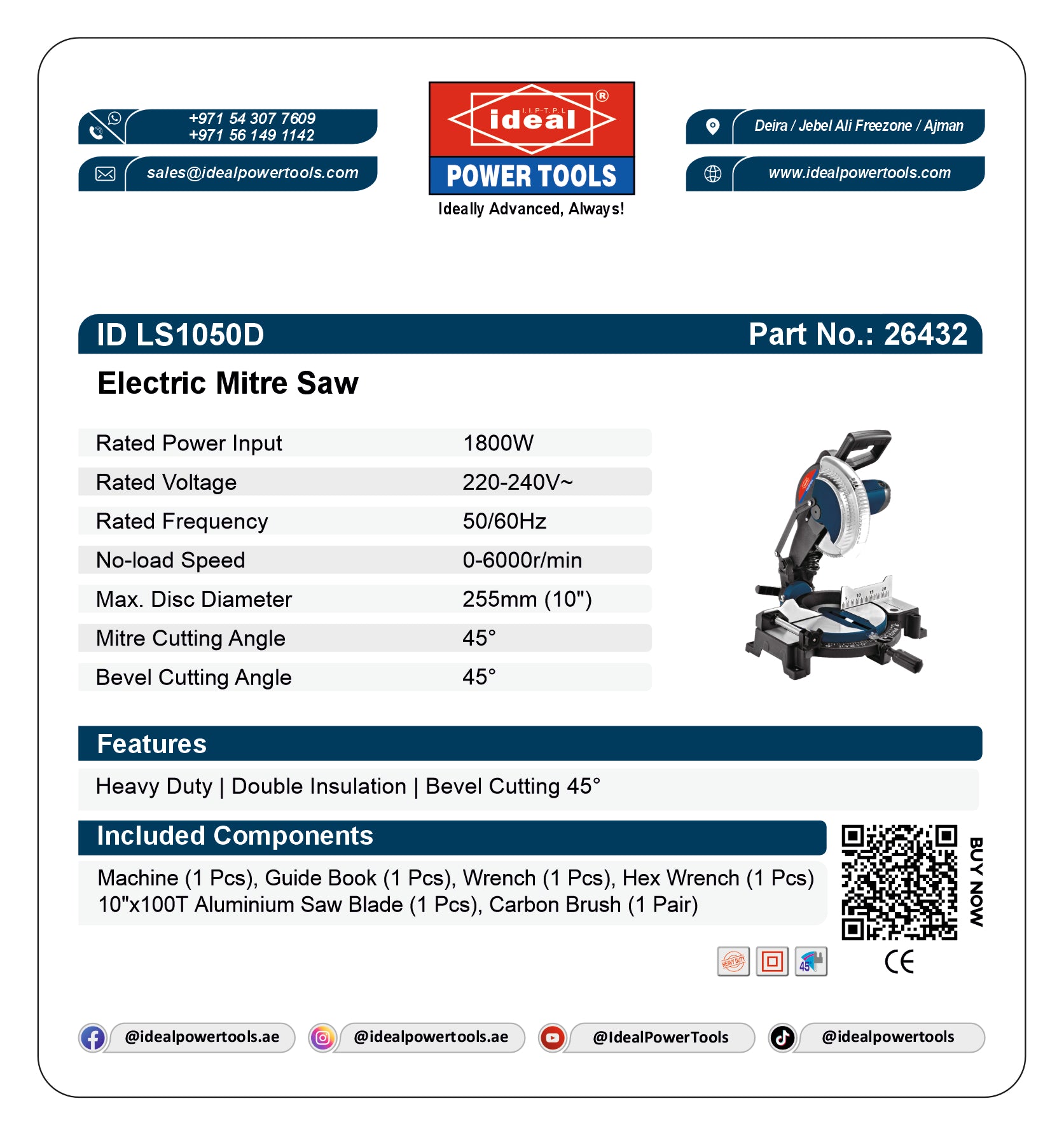 ID LS1050D ELECTRIC MITRE SAW MACHINE [G-240V] - 26432