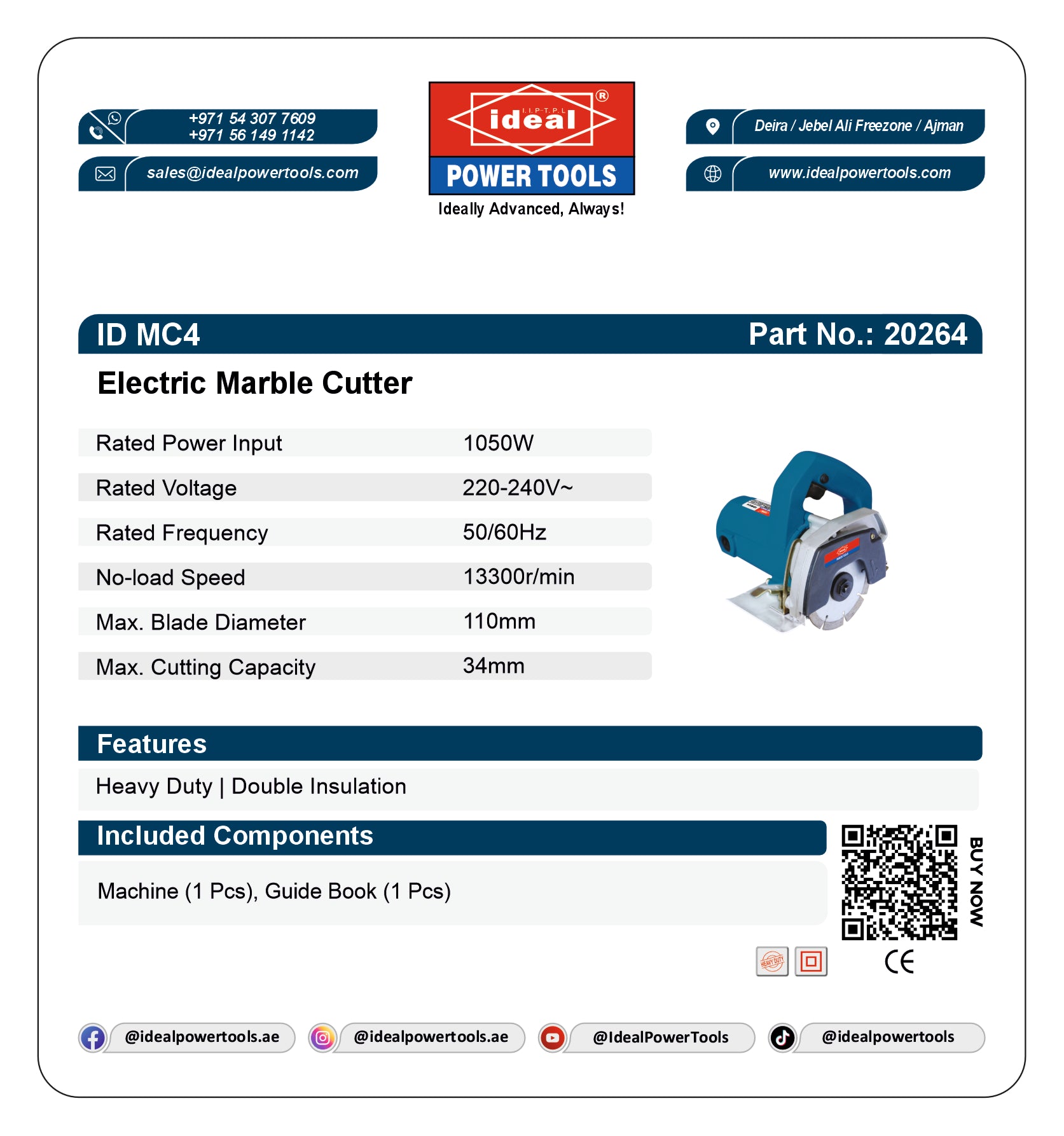ID MC4 ELECTRIC MARBLE CUTTER MACHINE [G-240V] - 20264